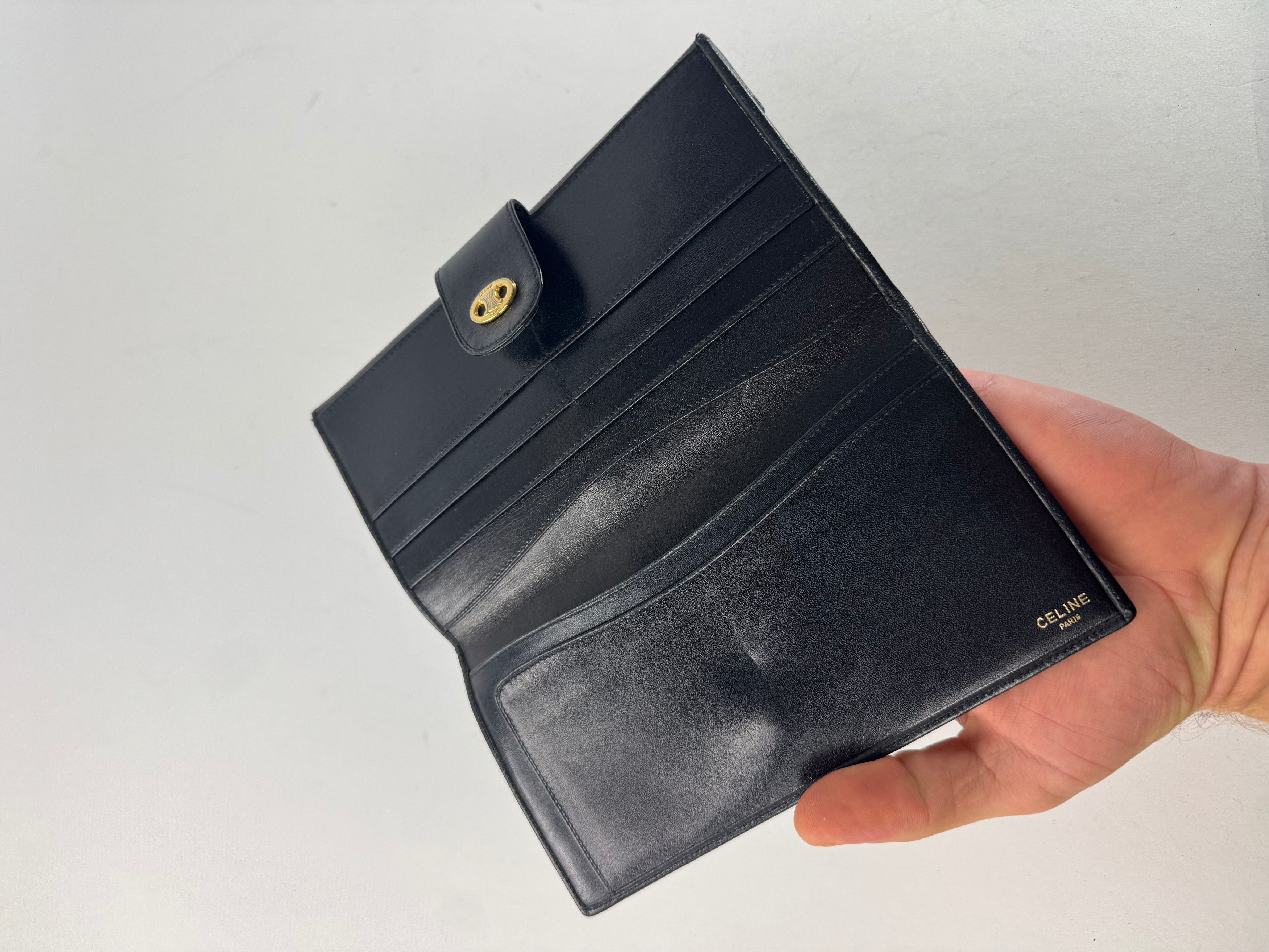 Celine Vintage Paris Triomphe Leather Wallet Black Size ONE SIZE - 6 Thumbnail