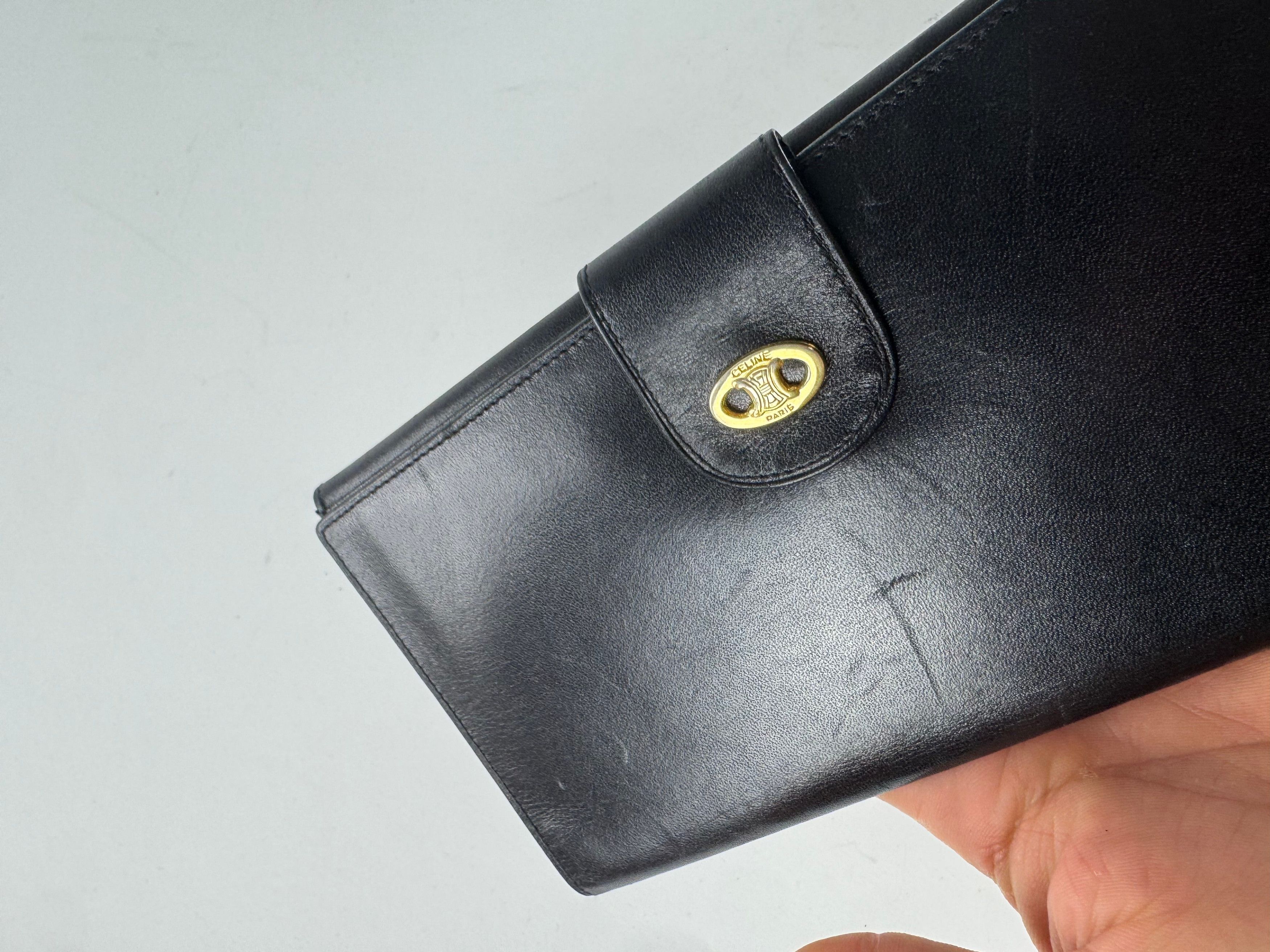 Celine Vintage Paris Triomphe Leather Wallet Black Size ONE SIZE - 5 Thumbnail