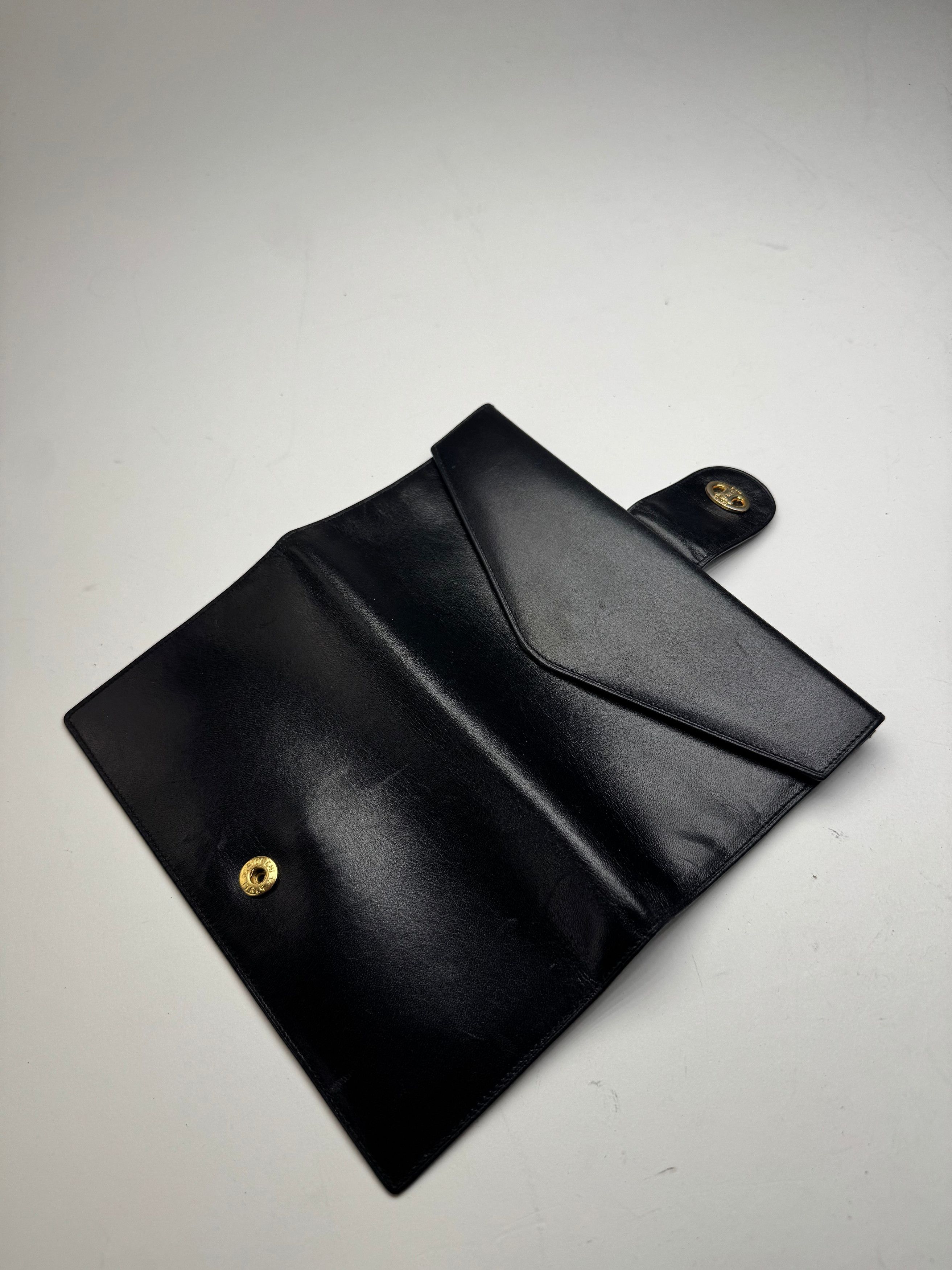 Celine Vintage Paris Triomphe Leather Wallet Black Size ONE SIZE - 7 Thumbnail
