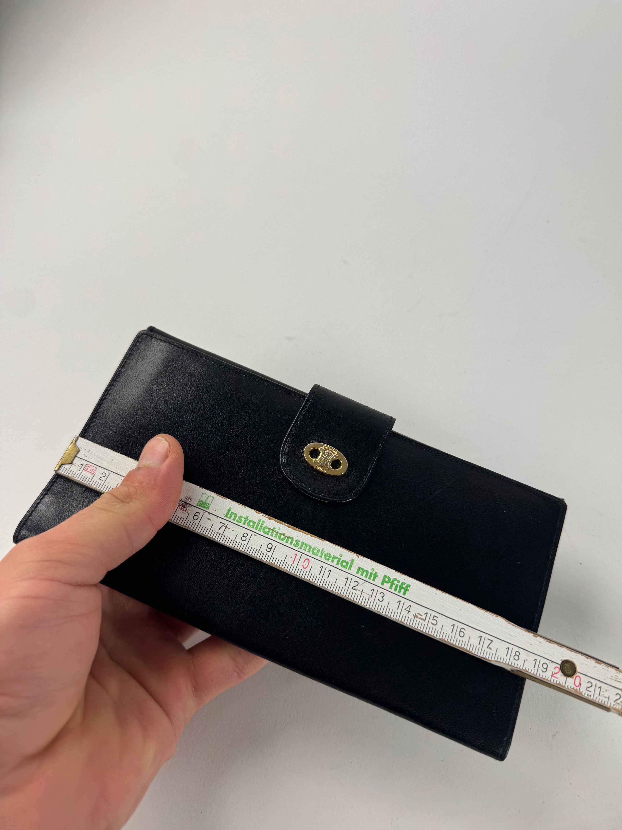 Celine Vintage Paris Triomphe Leather Wallet Black Size ONE SIZE - 8 Thumbnail