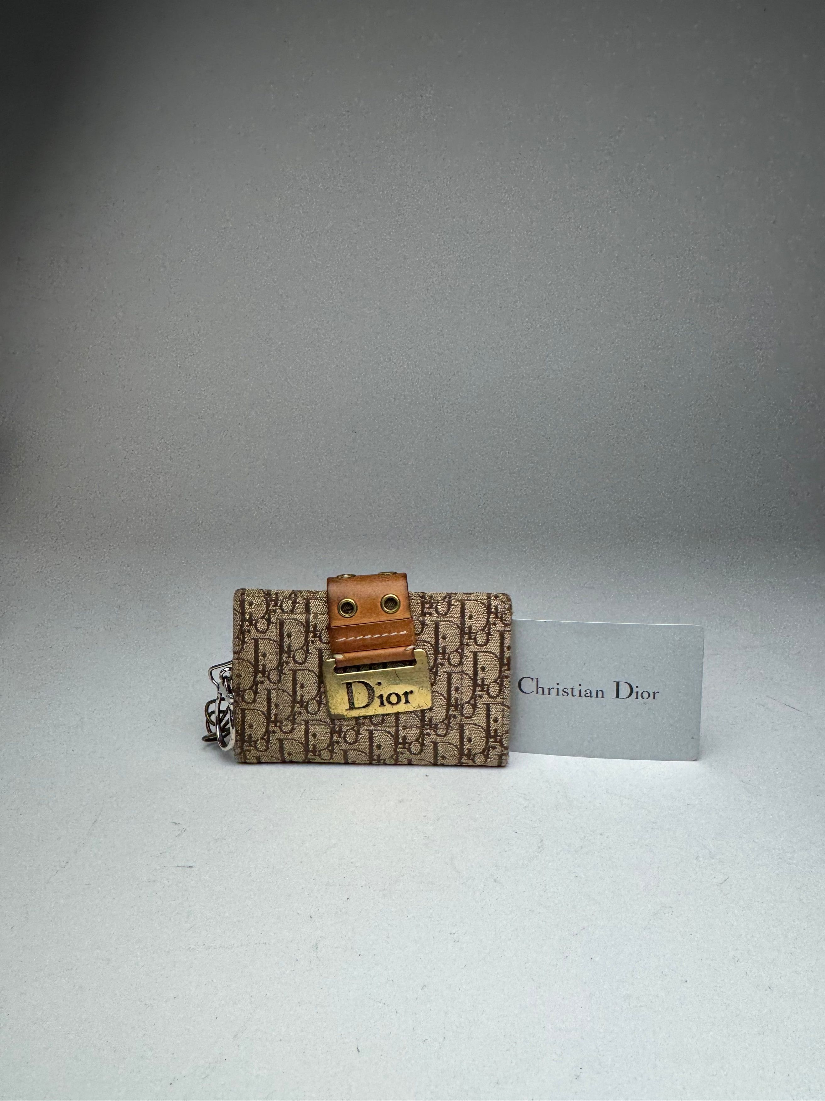 Dior Vintage Oblique Monogram Key Holder / Card Holder Beige Brow Size ONE SIZE - 3 Thumbnail