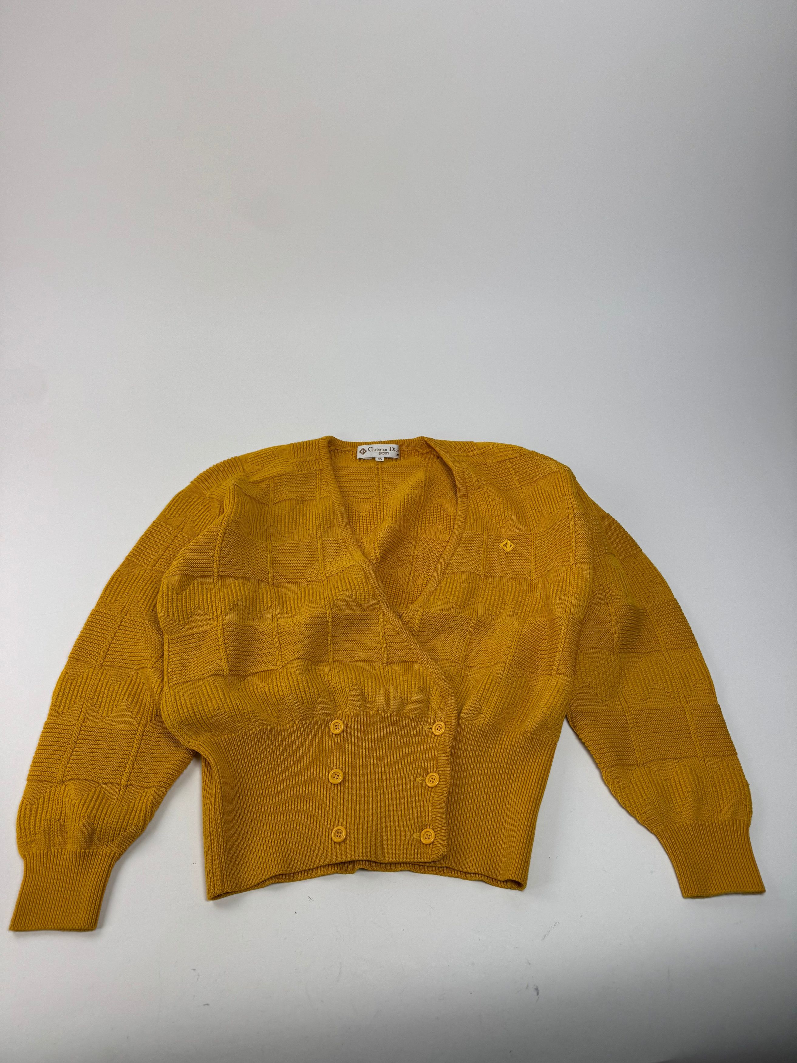 Dior Vintage V Neck Jumper Yellow M Size M / US 6-8 / IT 42-44 - 4 Thumbnail