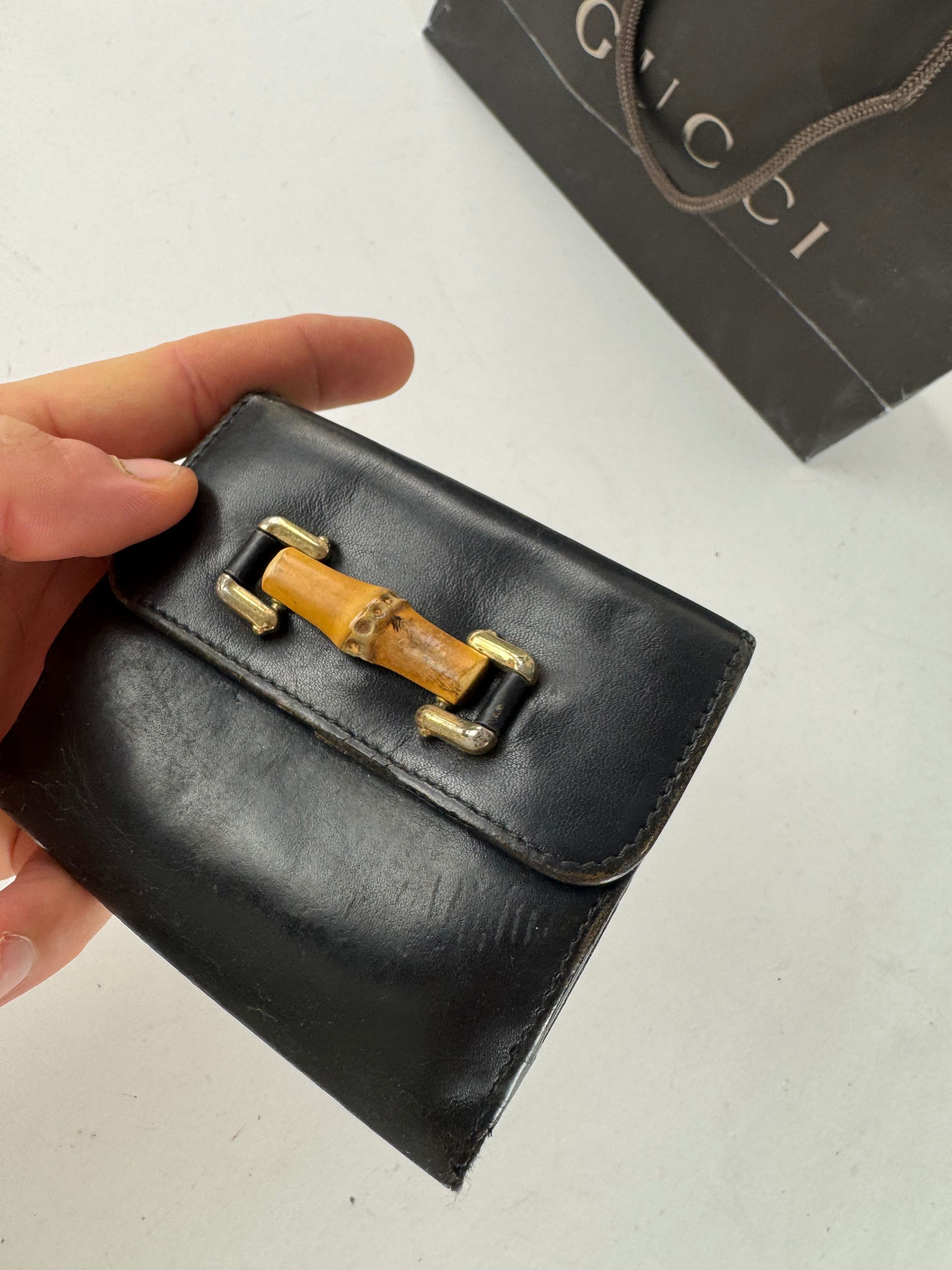 Gucci Vintage Bamboo Leather Wallet Black Size ONE SIZE - 4 Thumbnail