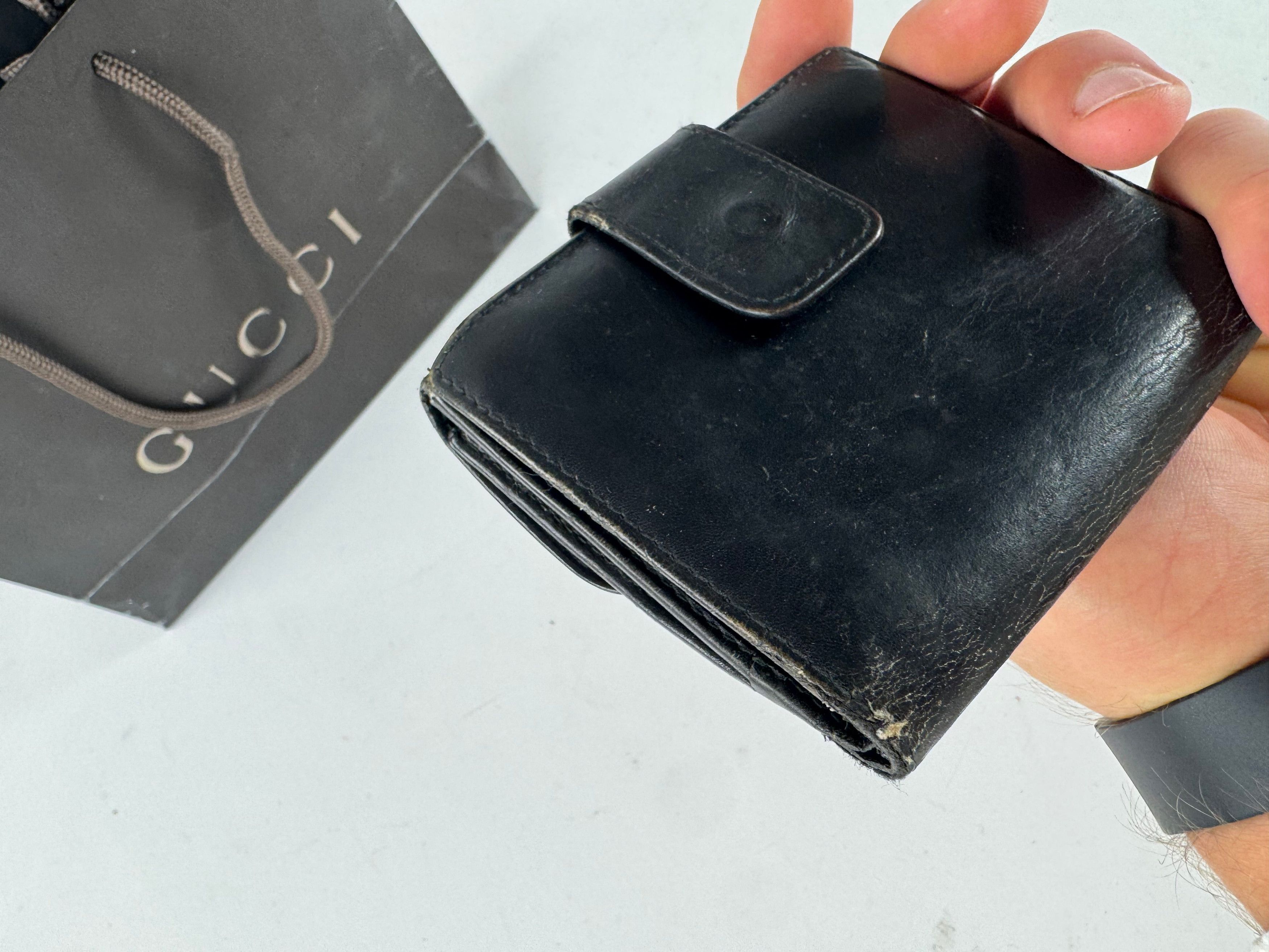 Gucci Vintage Bamboo Leather Wallet Black Size ONE SIZE - 6 Thumbnail