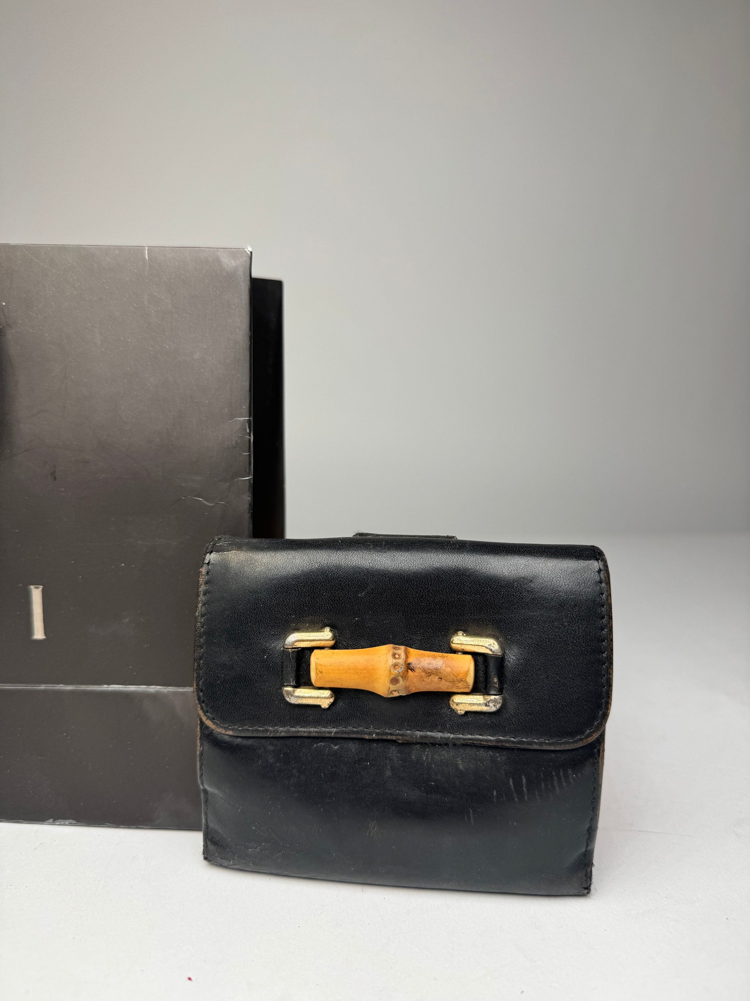 Gucci Vintage Bamboo Leather Wallet Black Size ONE SIZE - 5 Thumbnail
