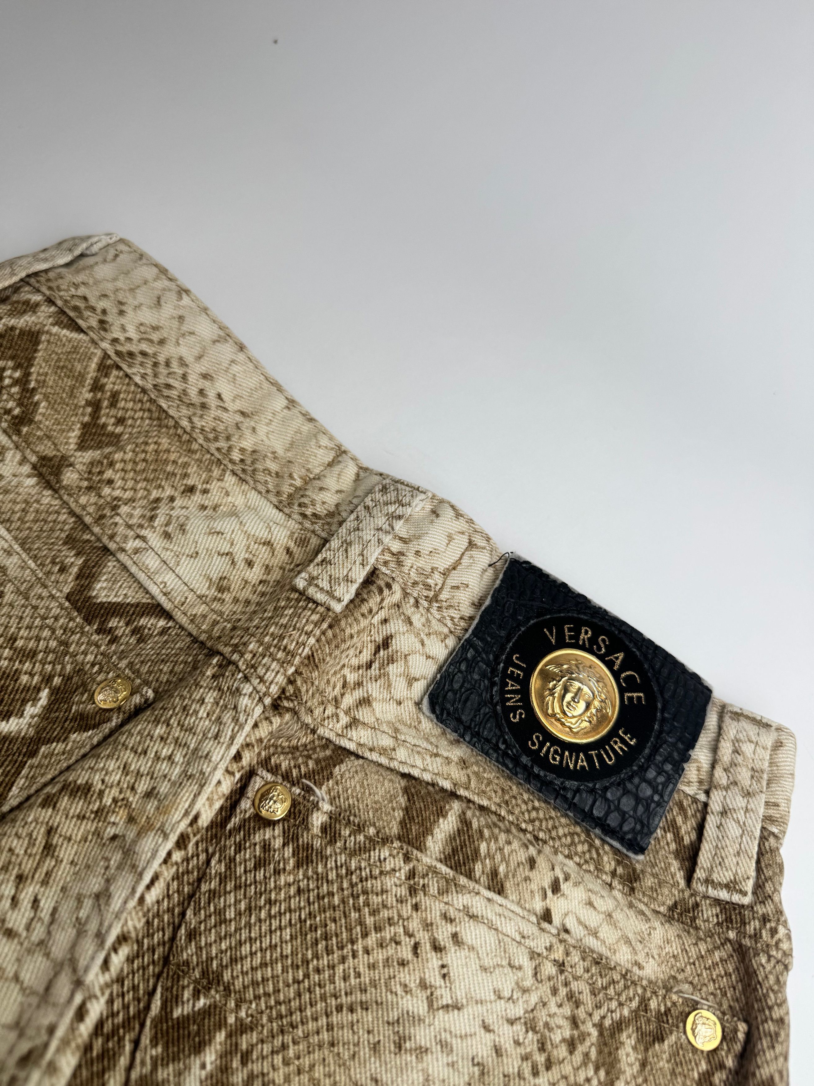 Versace Vintage Snake Emblossed Canvas Pants Gold Size 30" / US 8 / IT 44 - 10 Thumbnail