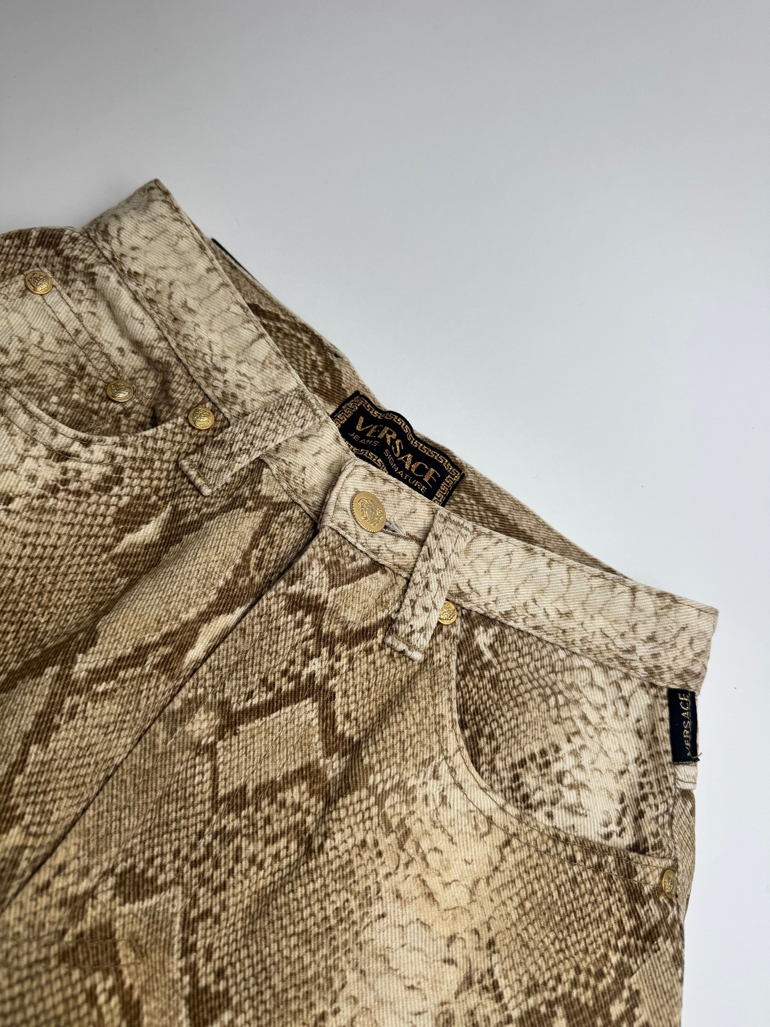 Versace Vintage Snake Emblossed Canvas Pants Gold Size 30" / US 8 / IT 44 - 3 Thumbnail