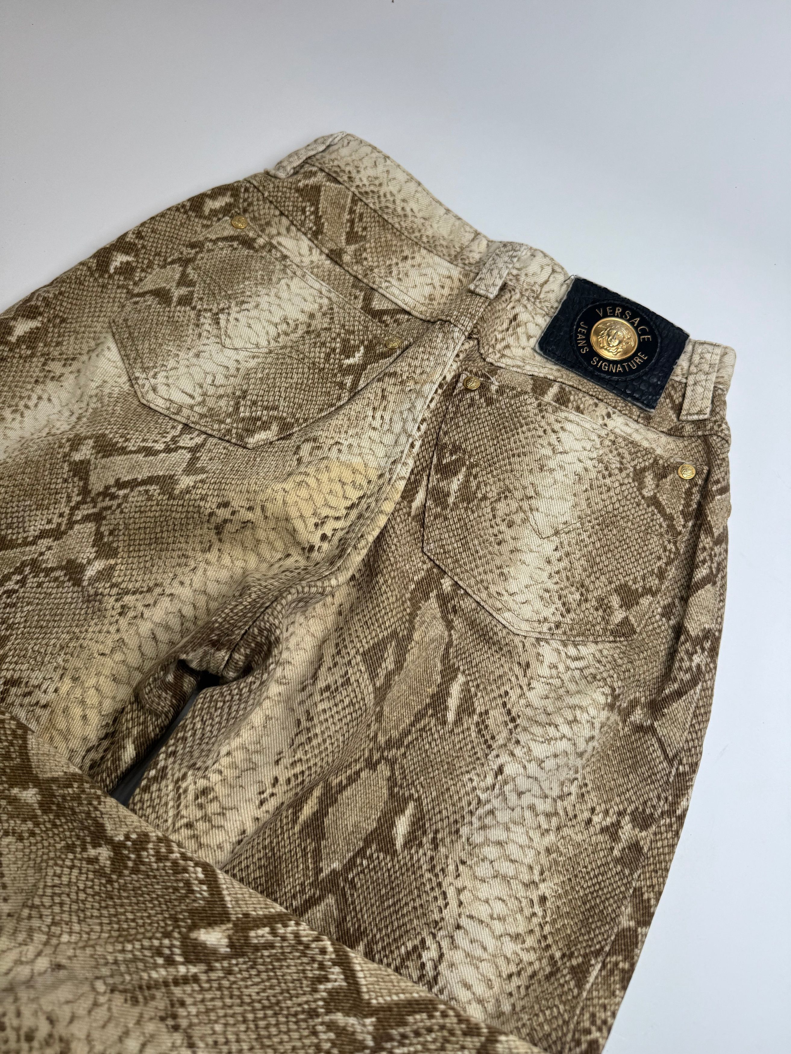 Versace Vintage Snake Emblossed Canvas Pants Gold Size 30" / US 8 / IT 44 - 9 Thumbnail