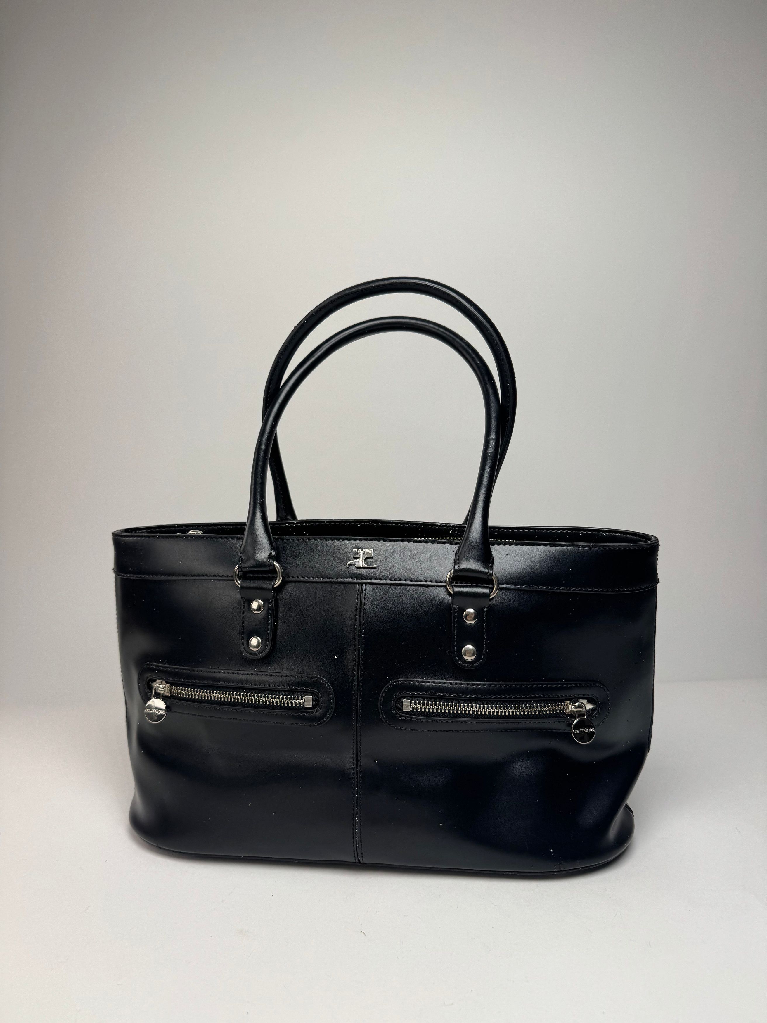 Courreges Vintage Leather Handbag Black Size ONE SIZE - 6 Thumbnail