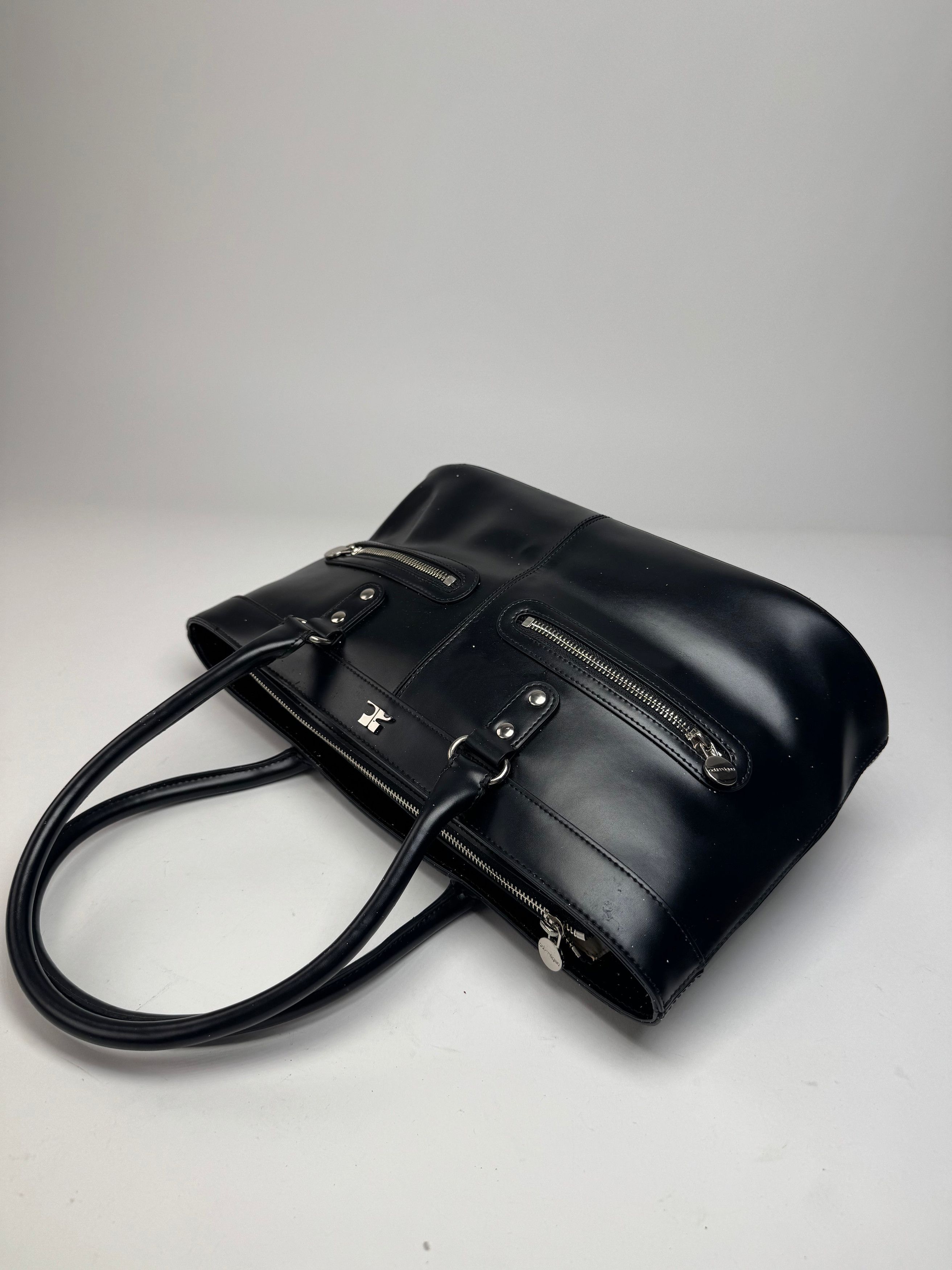 Courreges Vintage Leather Handbag Black Size ONE SIZE - 10 Thumbnail