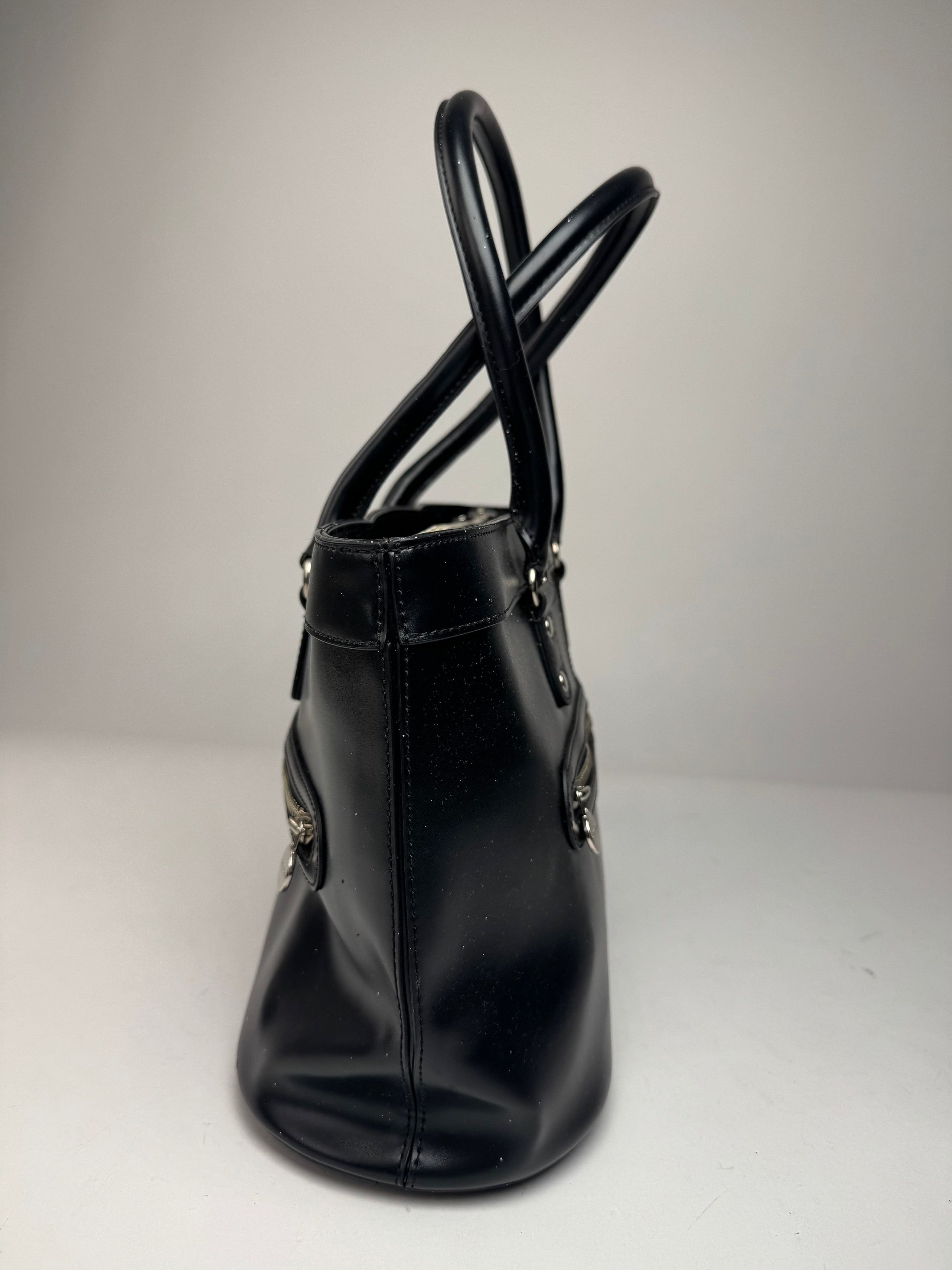 Courreges Vintage Leather Handbag Black Size ONE SIZE - 7 Thumbnail
