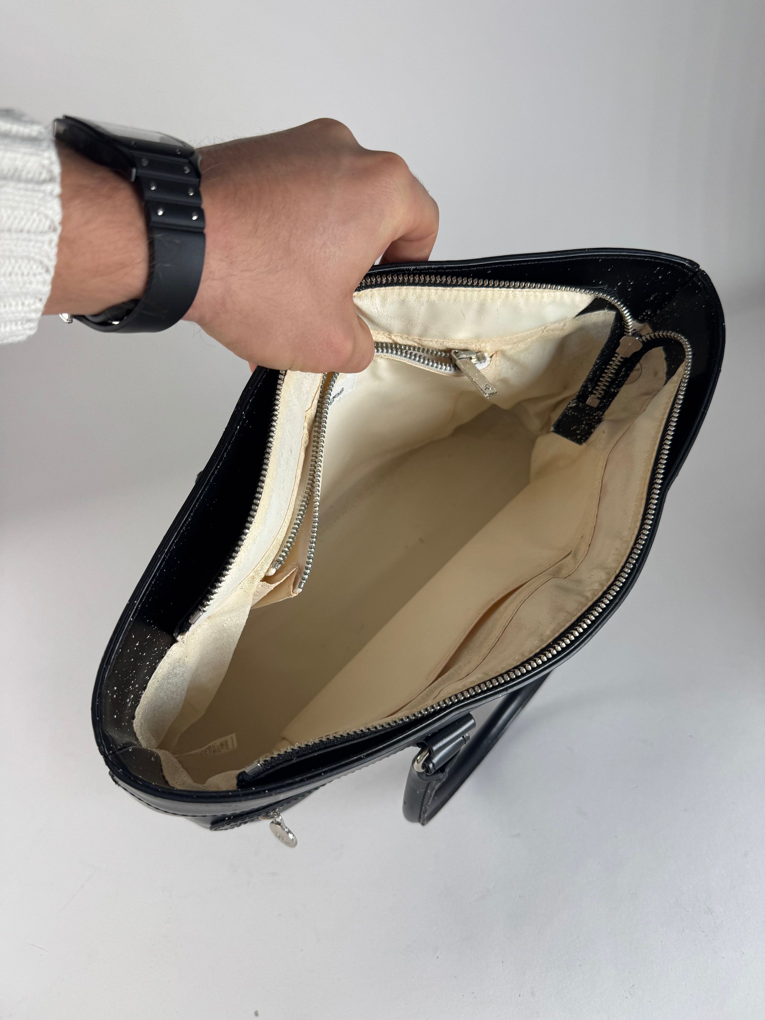 Courreges Vintage Leather Handbag Black Size ONE SIZE - 3 Thumbnail