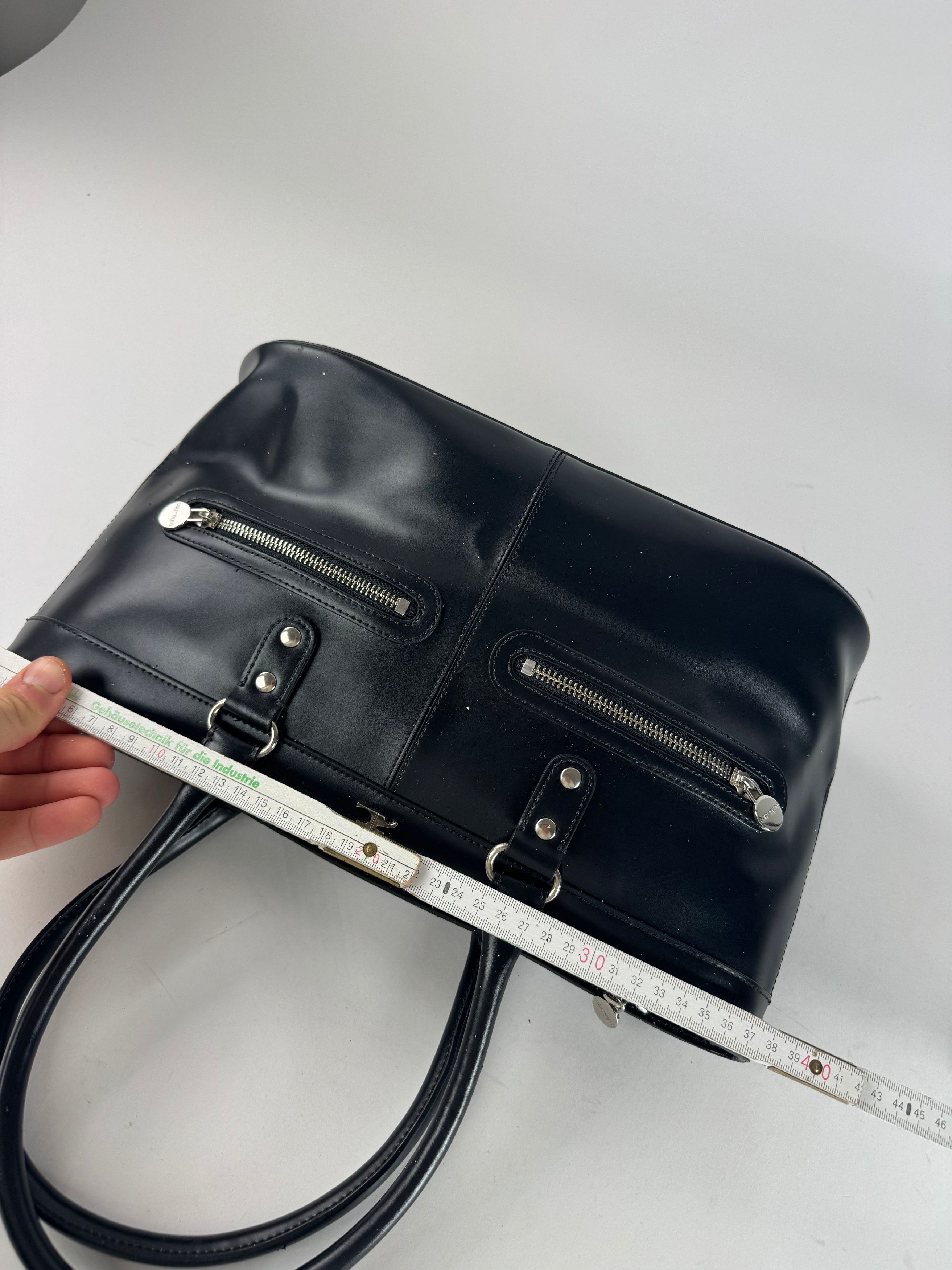 Courreges Vintage Leather Handbag Black Size ONE SIZE - 11 Thumbnail