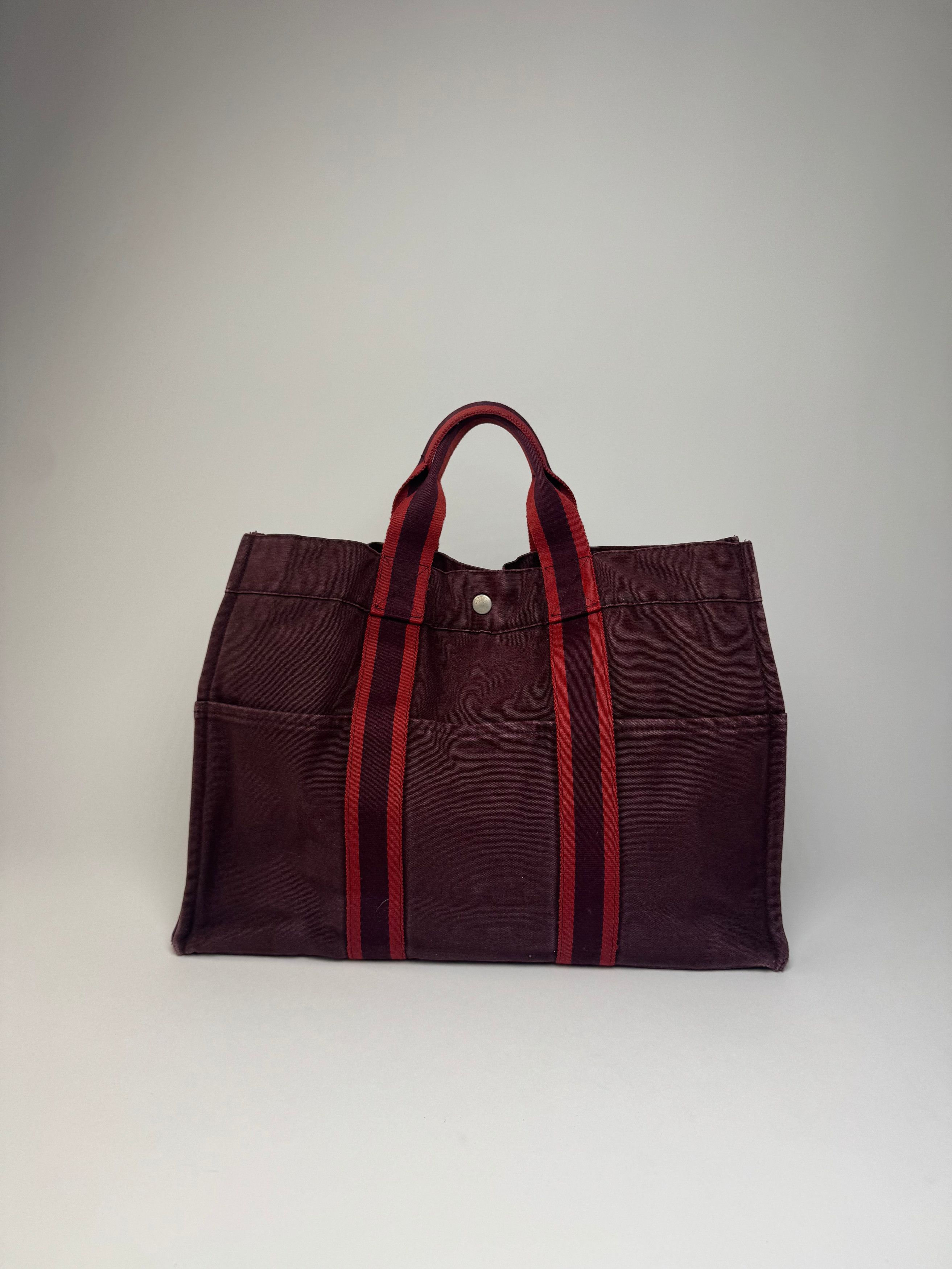 Other Vintage Hermes Canvas Tote Bag Purple Red Size ONE SIZE - 5 Thumbnail