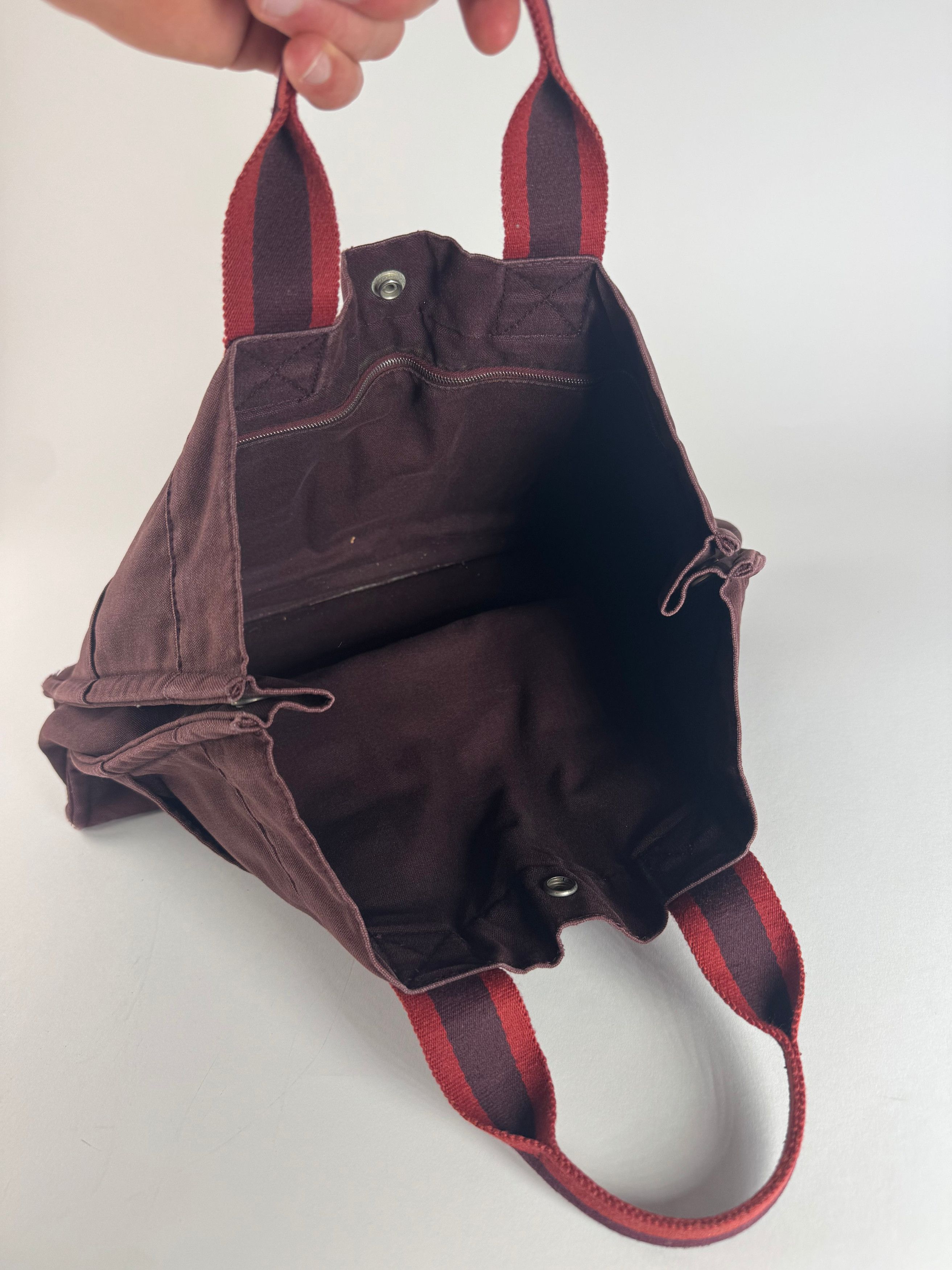 Other Vintage Hermes Canvas Tote Bag Purple Red Size ONE SIZE - 2 Thumbnail