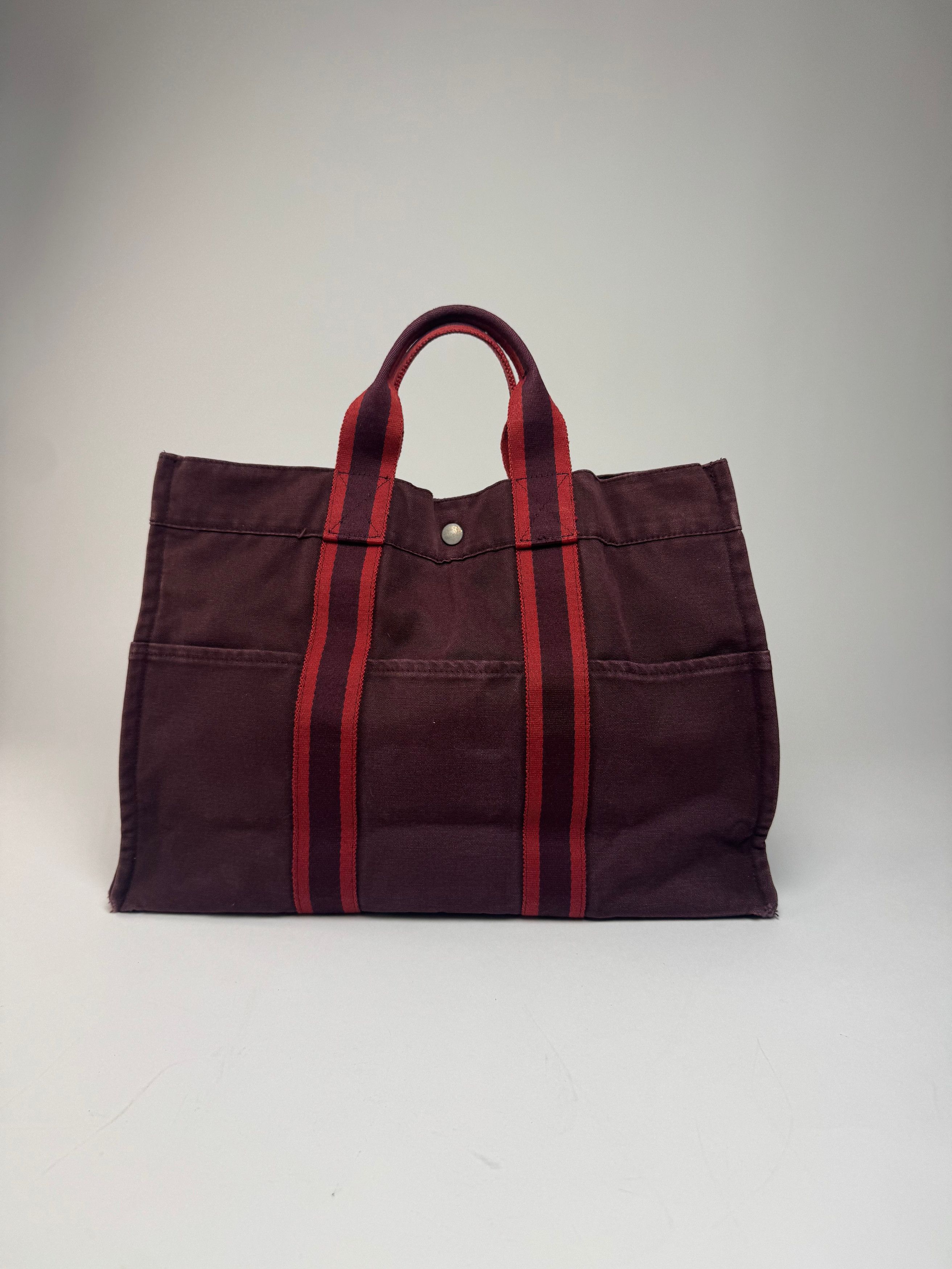 Other Vintage Hermes Canvas Tote Bag Purple Red Size ONE SIZE - 11 Thumbnail