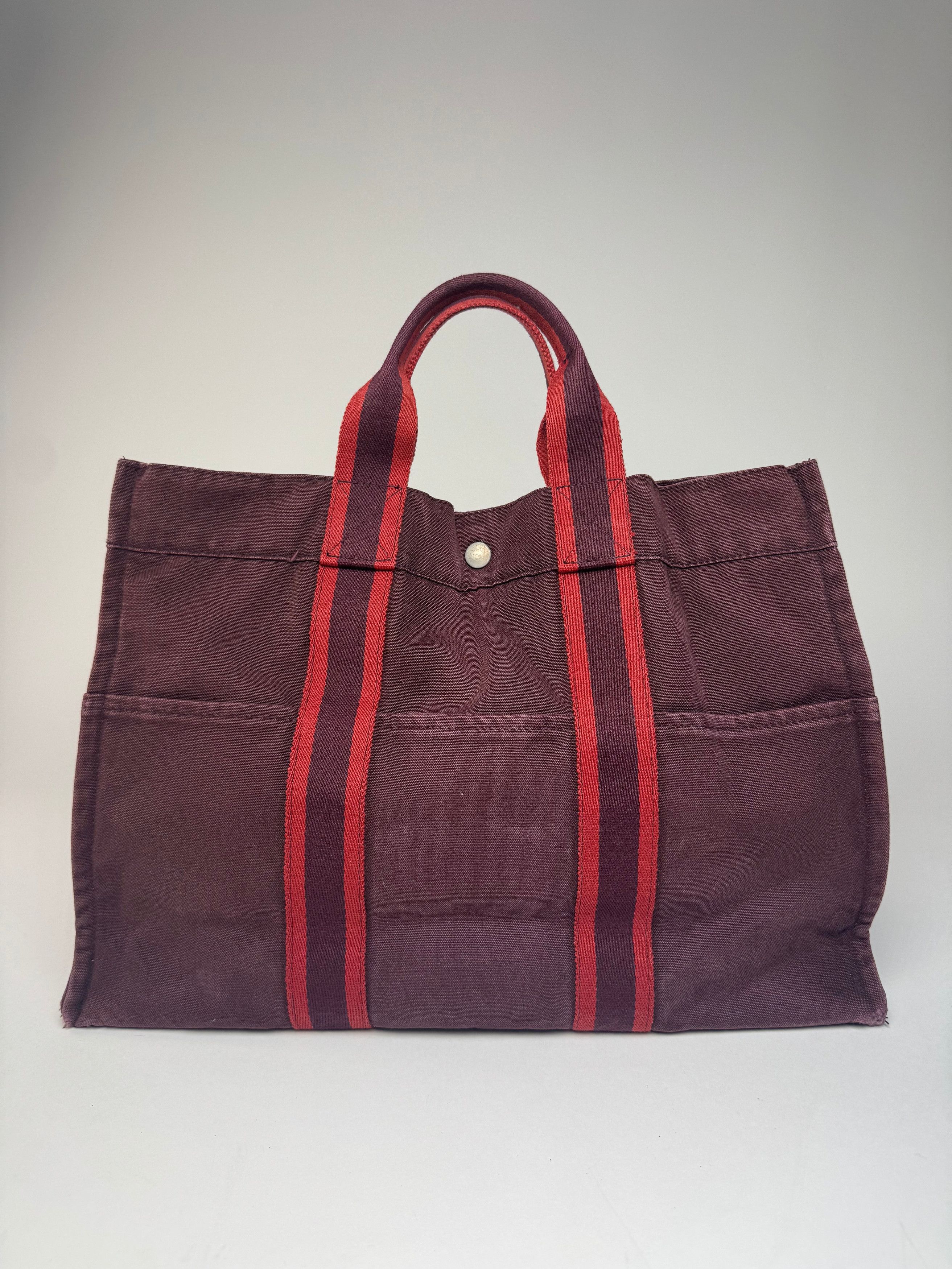 Other Vintage Hermes Canvas Tote Bag Purple Red Size ONE SIZE - 10 Thumbnail