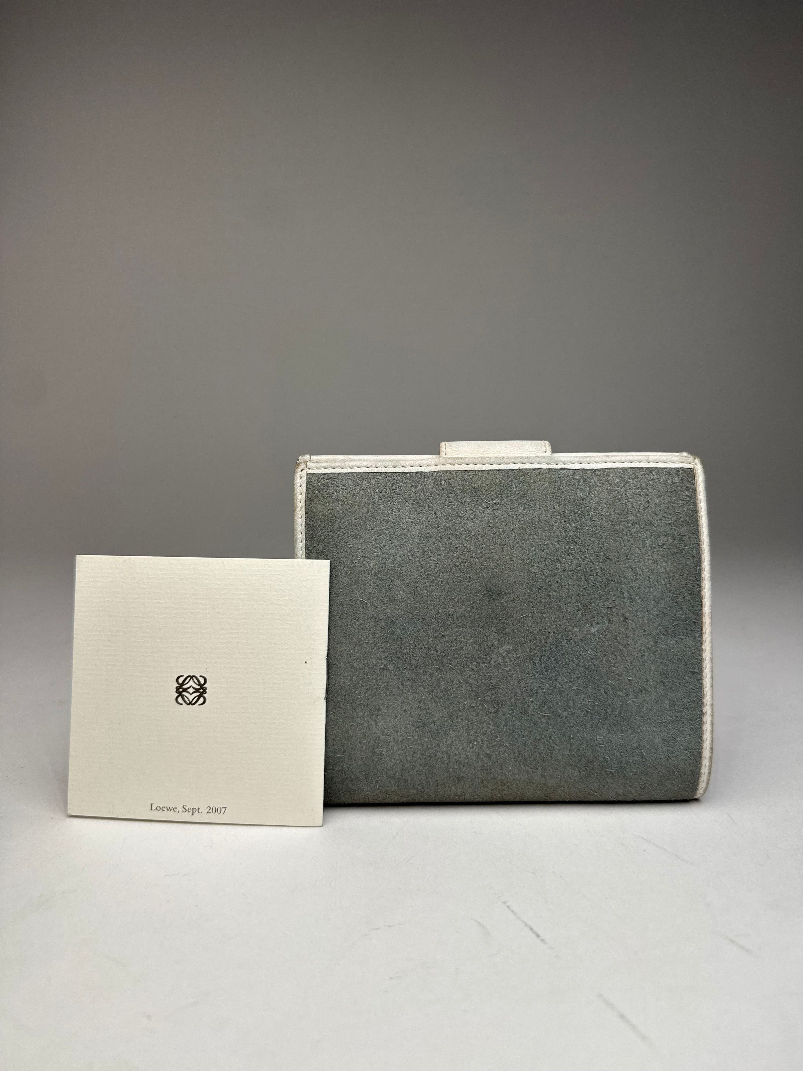 Loewe Vintage Anagram Logo Suede Leather Wallet Grey-Blue / White Size ONE SIZE - 2 Thumbnail