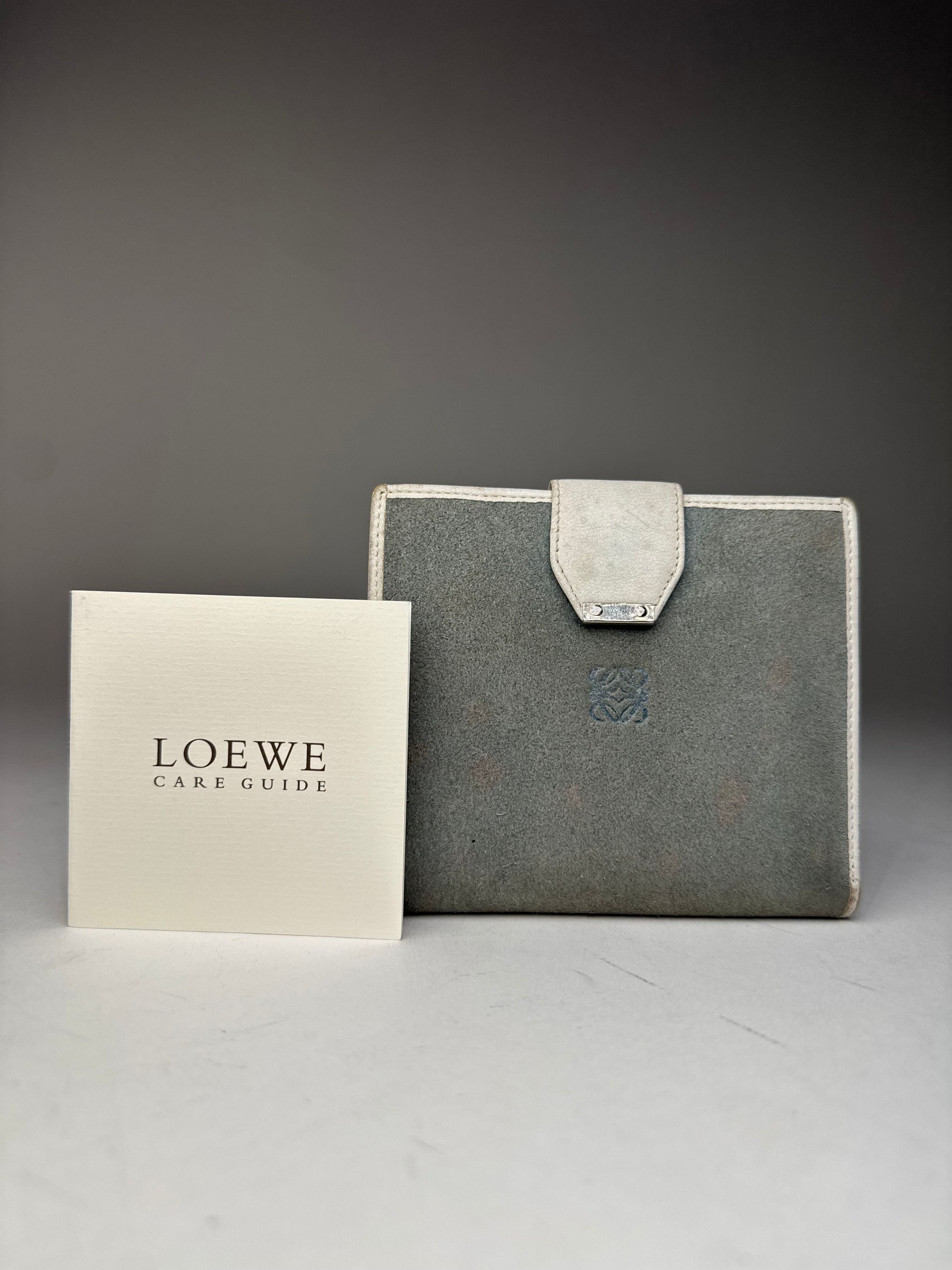 Loewe Vintage Anagram Logo Suede Leather Wallet Grey-Blue / White Size ONE SIZE - 11 Thumbnail