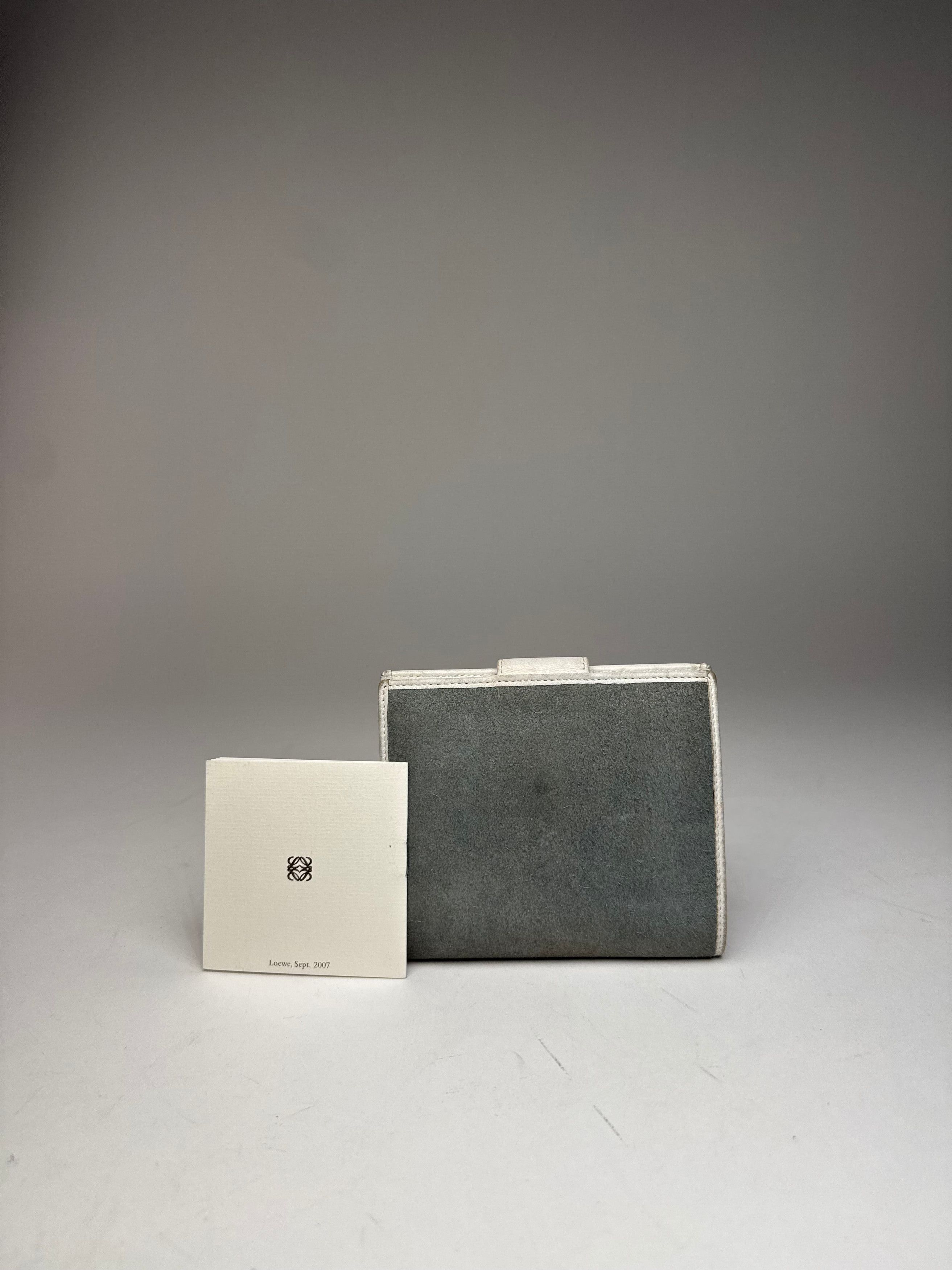 Loewe Vintage Anagram Logo Suede Leather Wallet Grey-Blue / White Size ONE SIZE - 12 Thumbnail