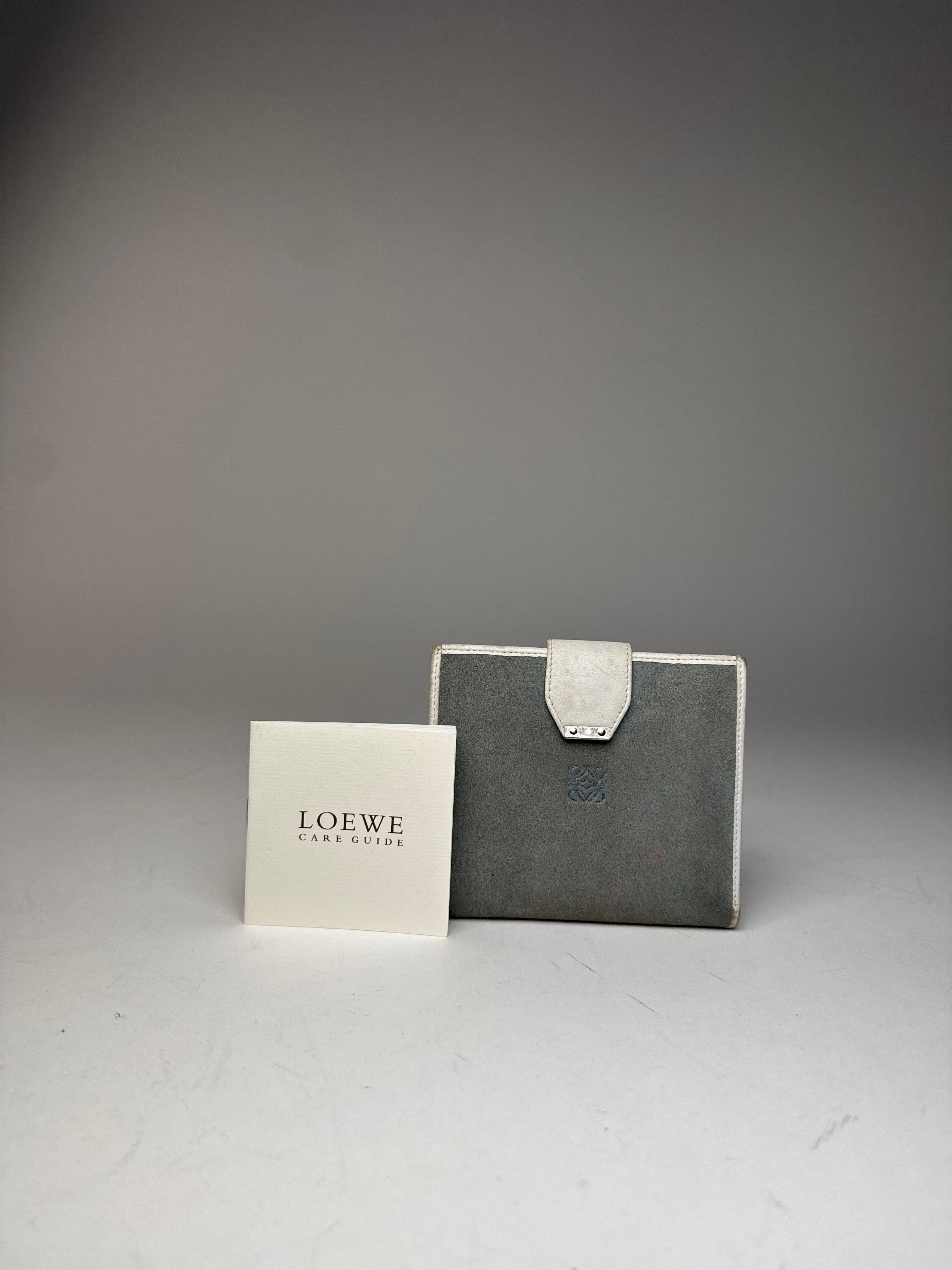 Loewe Vintage Anagram Logo Suede Leather Wallet Grey-Blue / White Size ONE SIZE - 5 Thumbnail