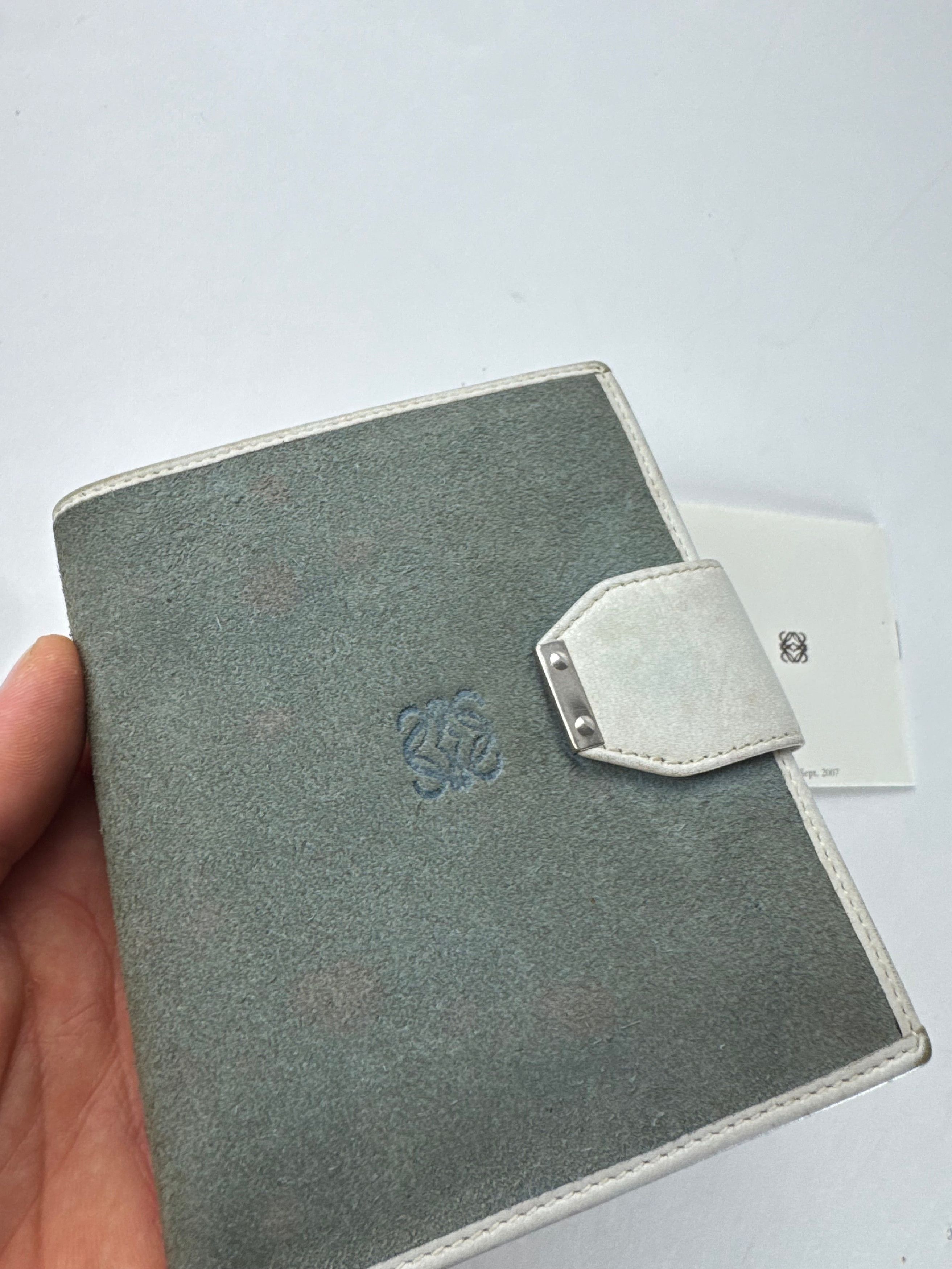 Loewe Vintage Anagram Logo Suede Leather Wallet Grey-Blue / White Size ONE SIZE - 3 Thumbnail