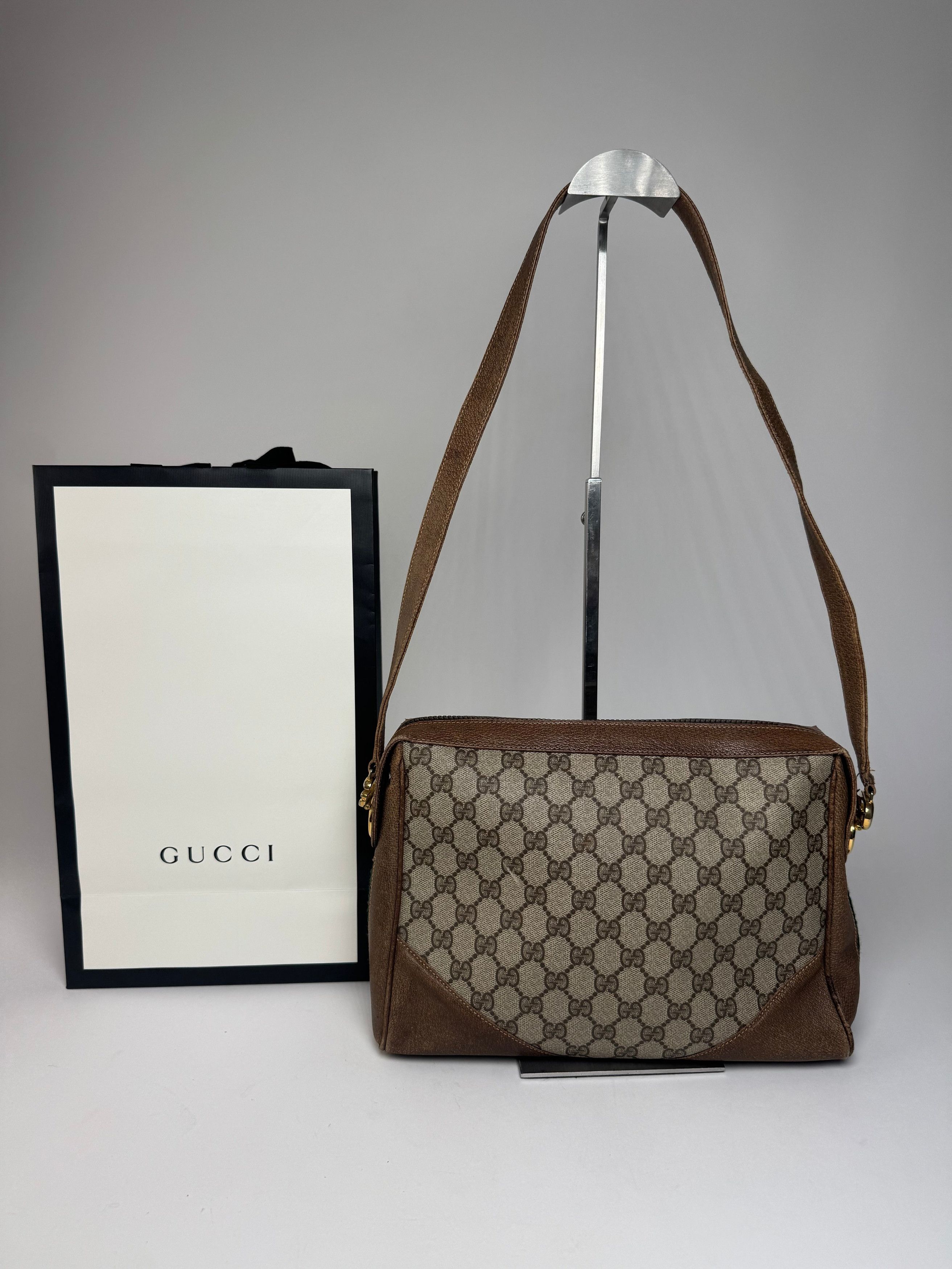 Gucci Vintage Monogram Leather Bag Grey Brown Size ONE SIZE - 12 Thumbnail
