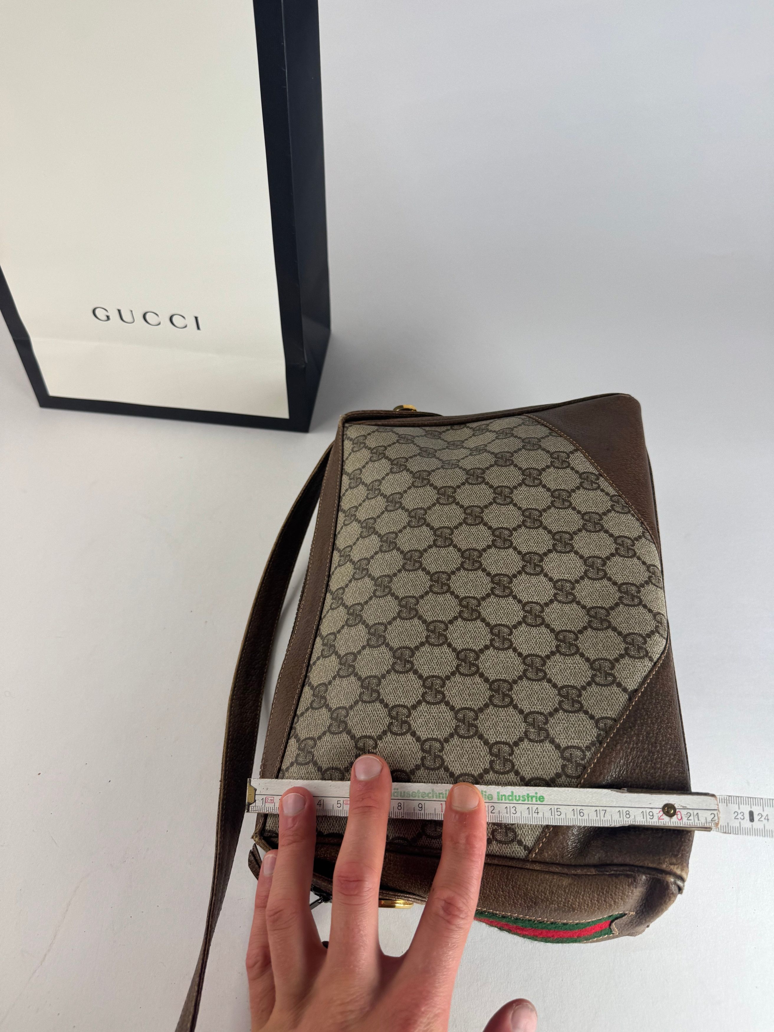 Gucci Vintage Monogram Leather Bag Grey Brown Size ONE SIZE - 13 Thumbnail