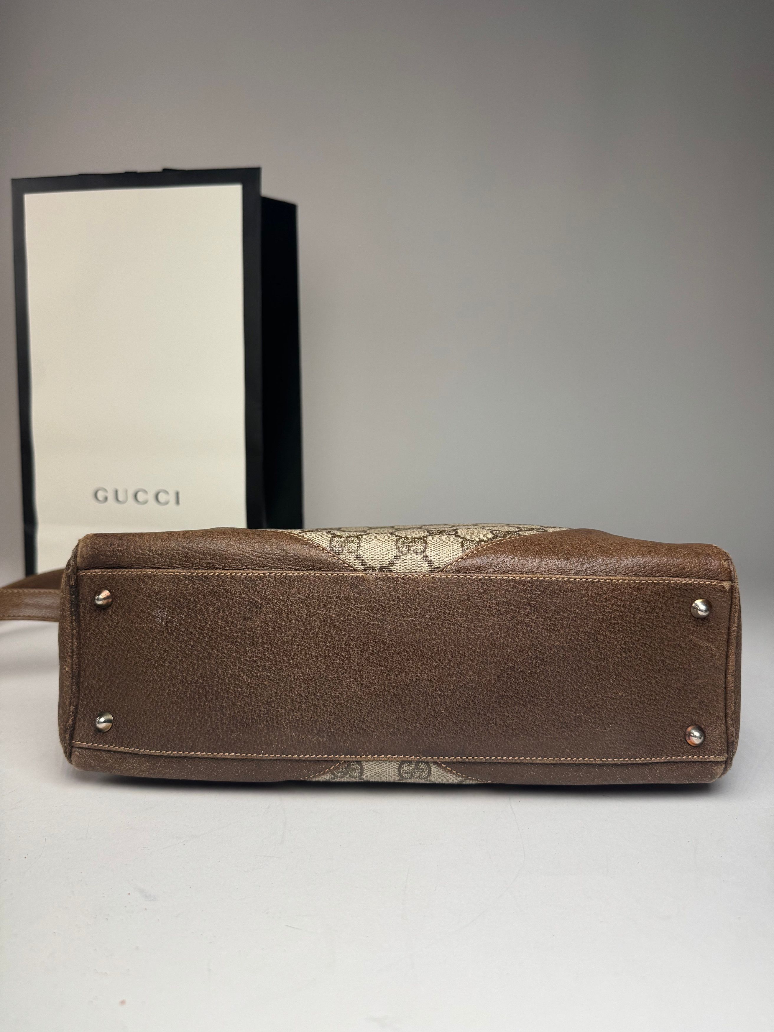 Gucci Vintage Monogram Leather Bag Grey Brown Size ONE SIZE - 14 Thumbnail
