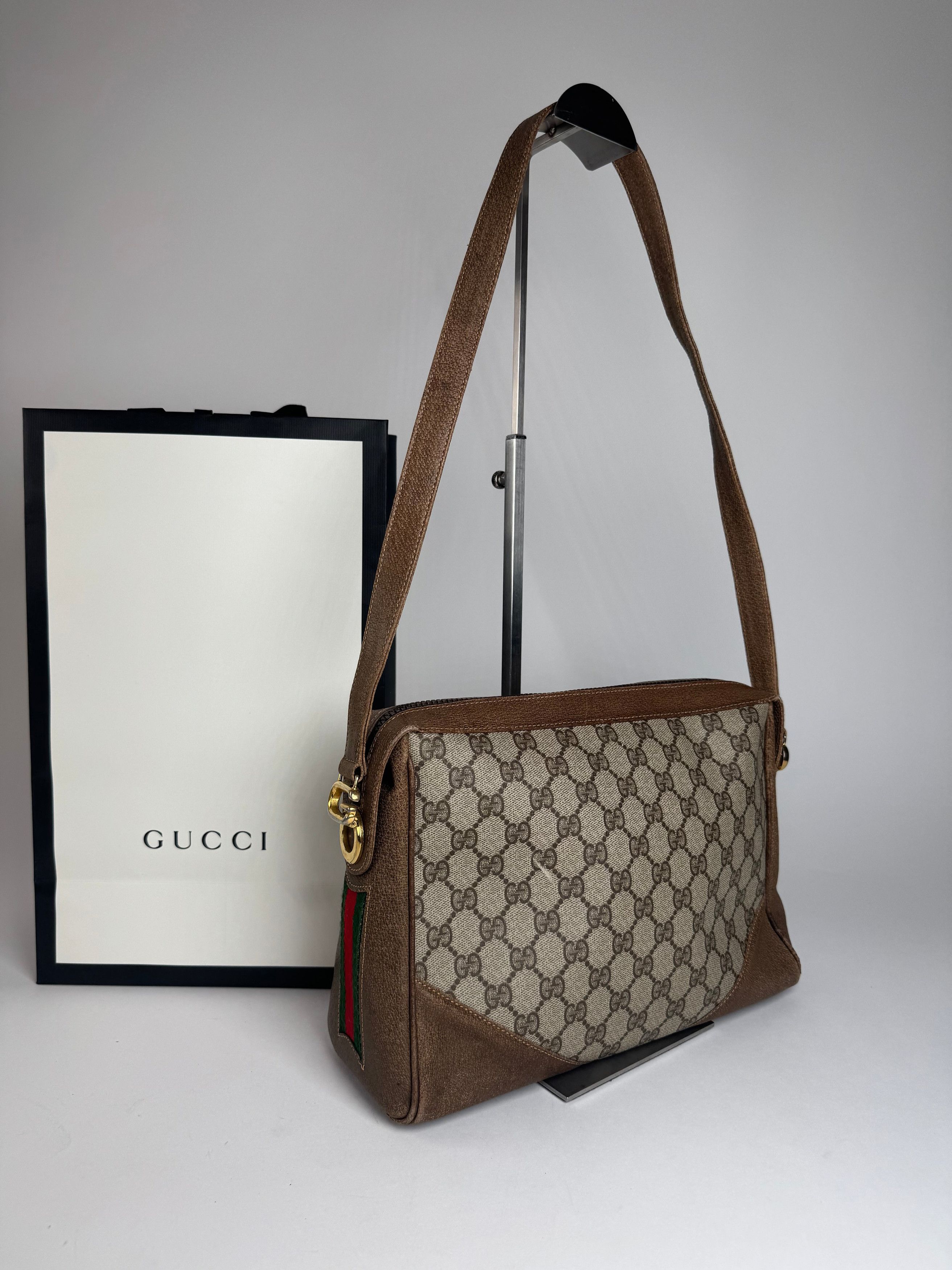 Gucci Vintage Monogram Leather Bag Grey Brown Size ONE SIZE - 15 Thumbnail