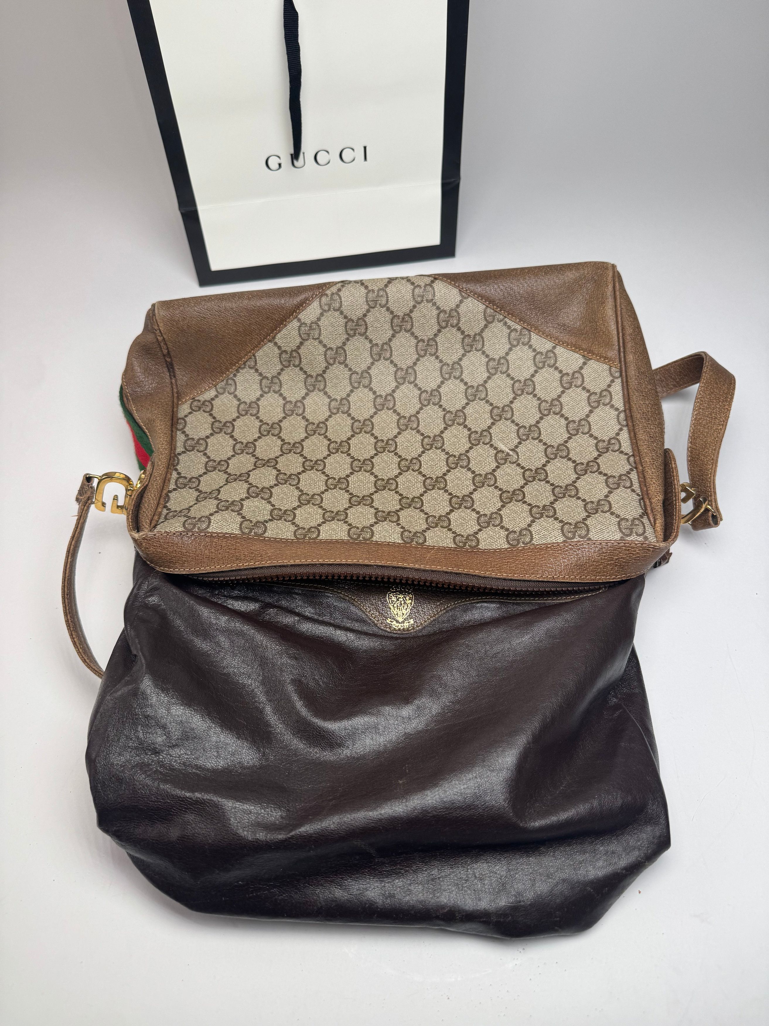 Gucci Vintage Monogram Leather Bag Grey Brown Size ONE SIZE - 2 Thumbnail