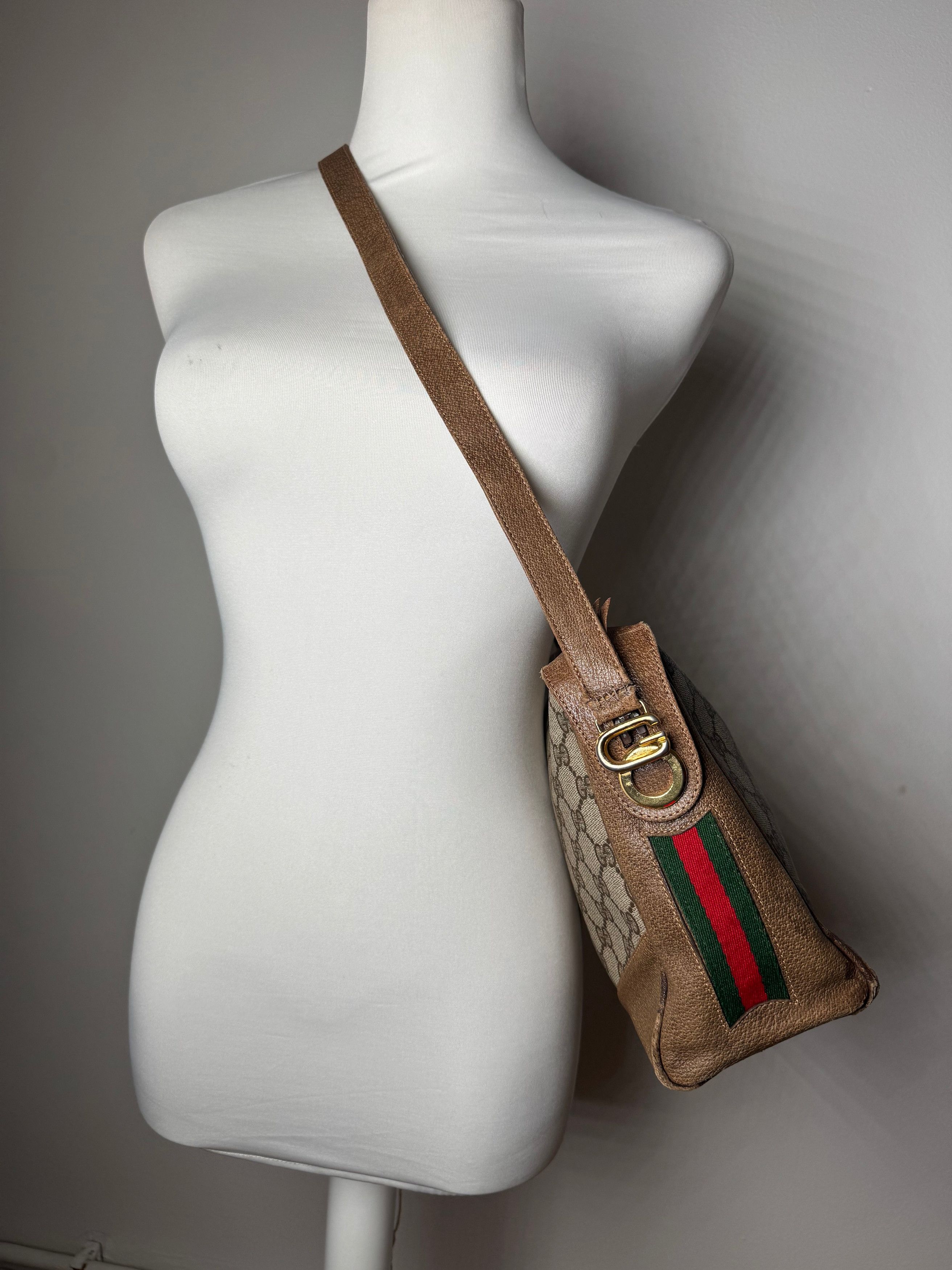 Gucci Vintage Monogram Leather Bag Grey Brown Size ONE SIZE - 5 Thumbnail