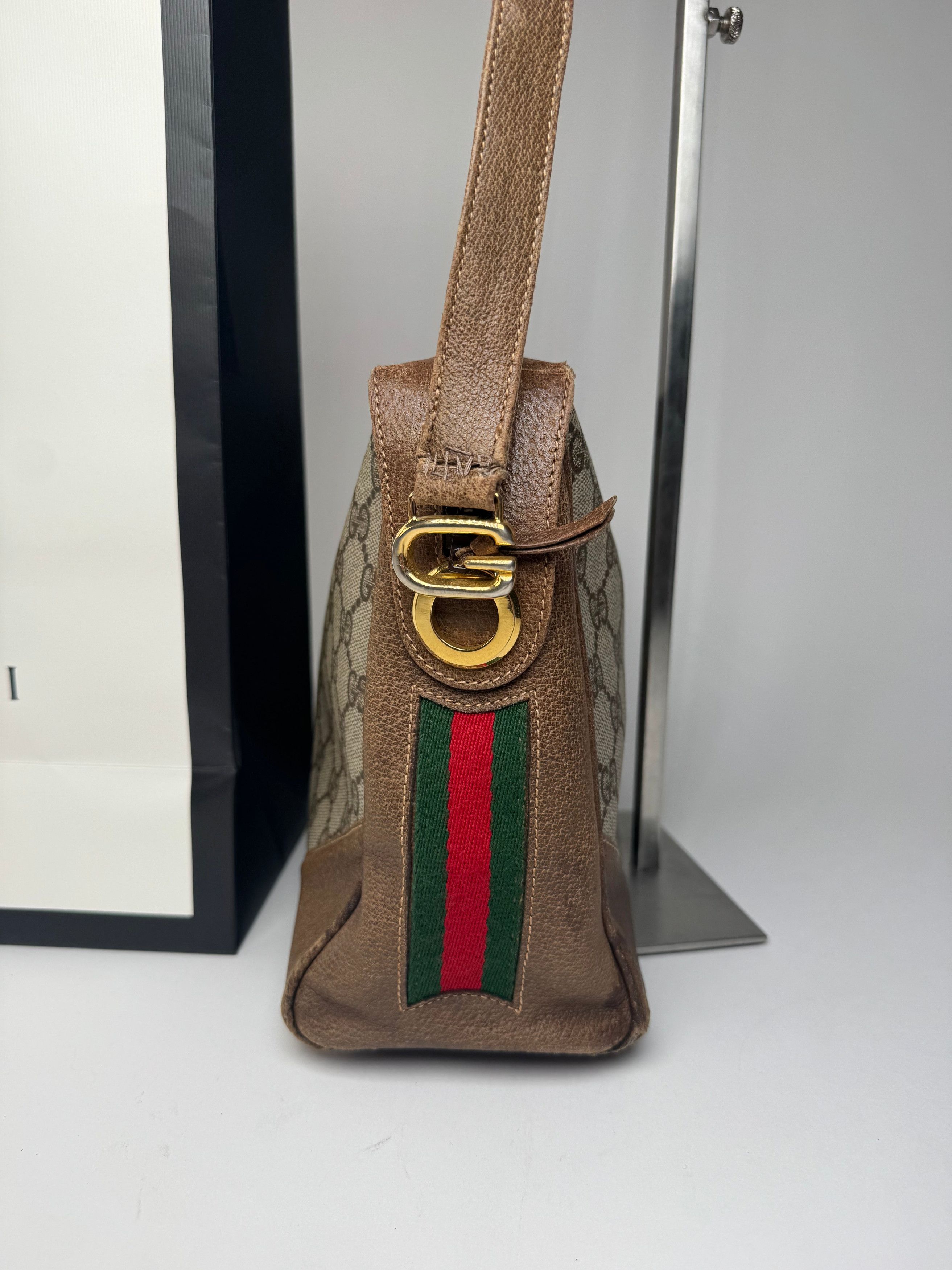 Gucci Vintage Monogram Leather Bag Grey Brown Size ONE SIZE - 9 Thumbnail