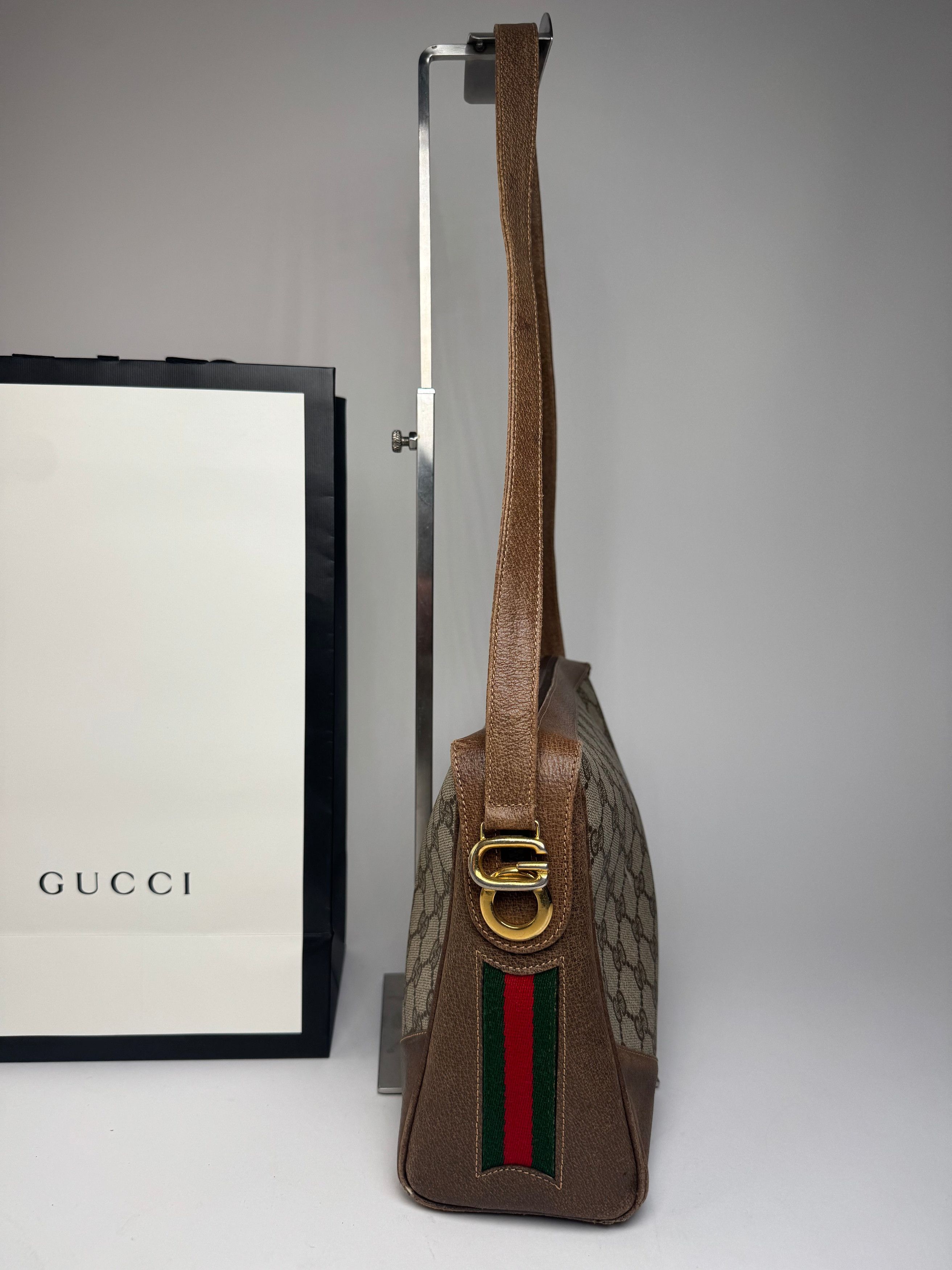 Gucci Vintage Monogram Leather Bag Grey Brown Size ONE SIZE - 7 Thumbnail