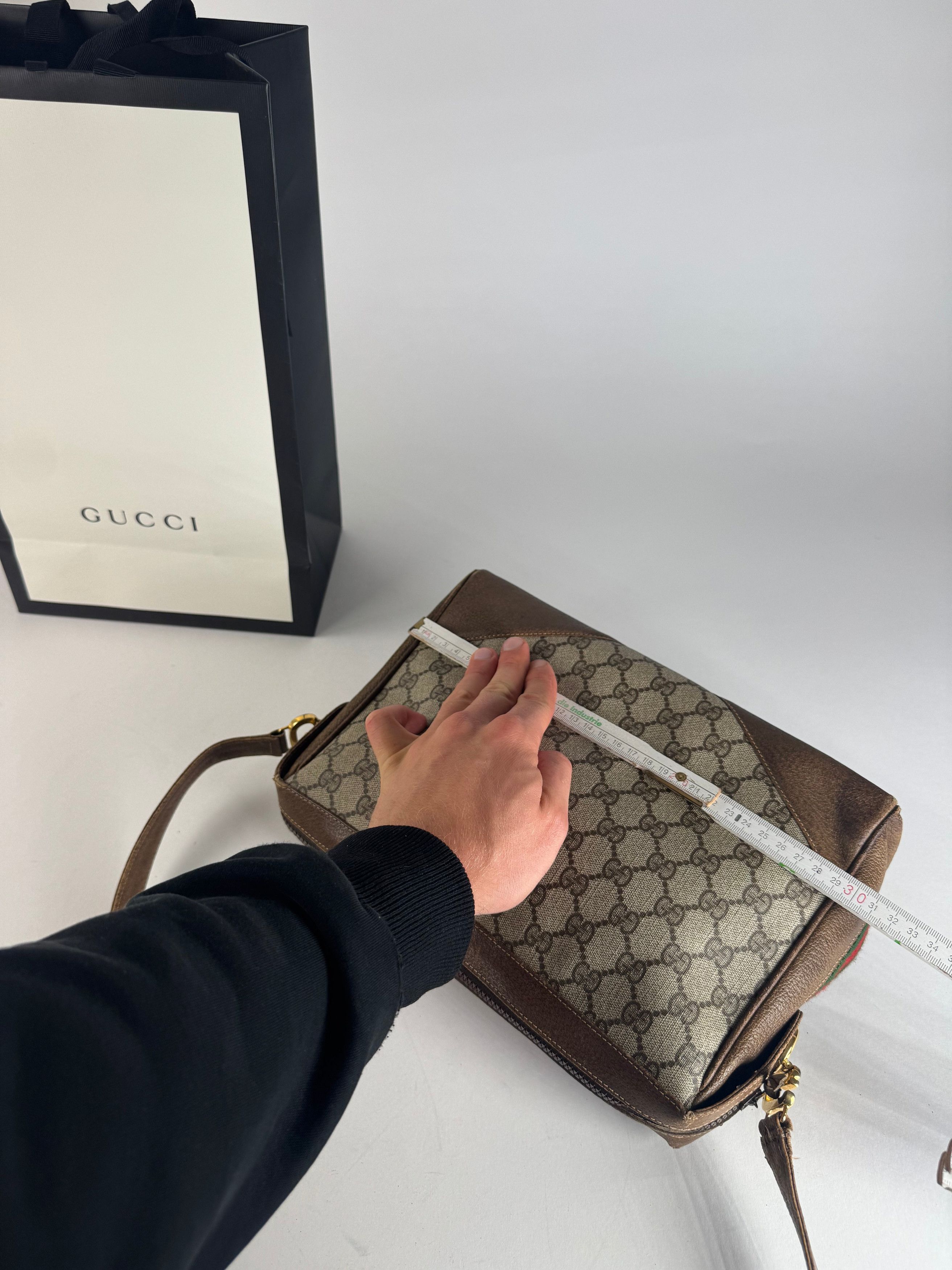 Gucci Vintage Monogram Leather Bag Grey Brown Size ONE SIZE - 11 Thumbnail