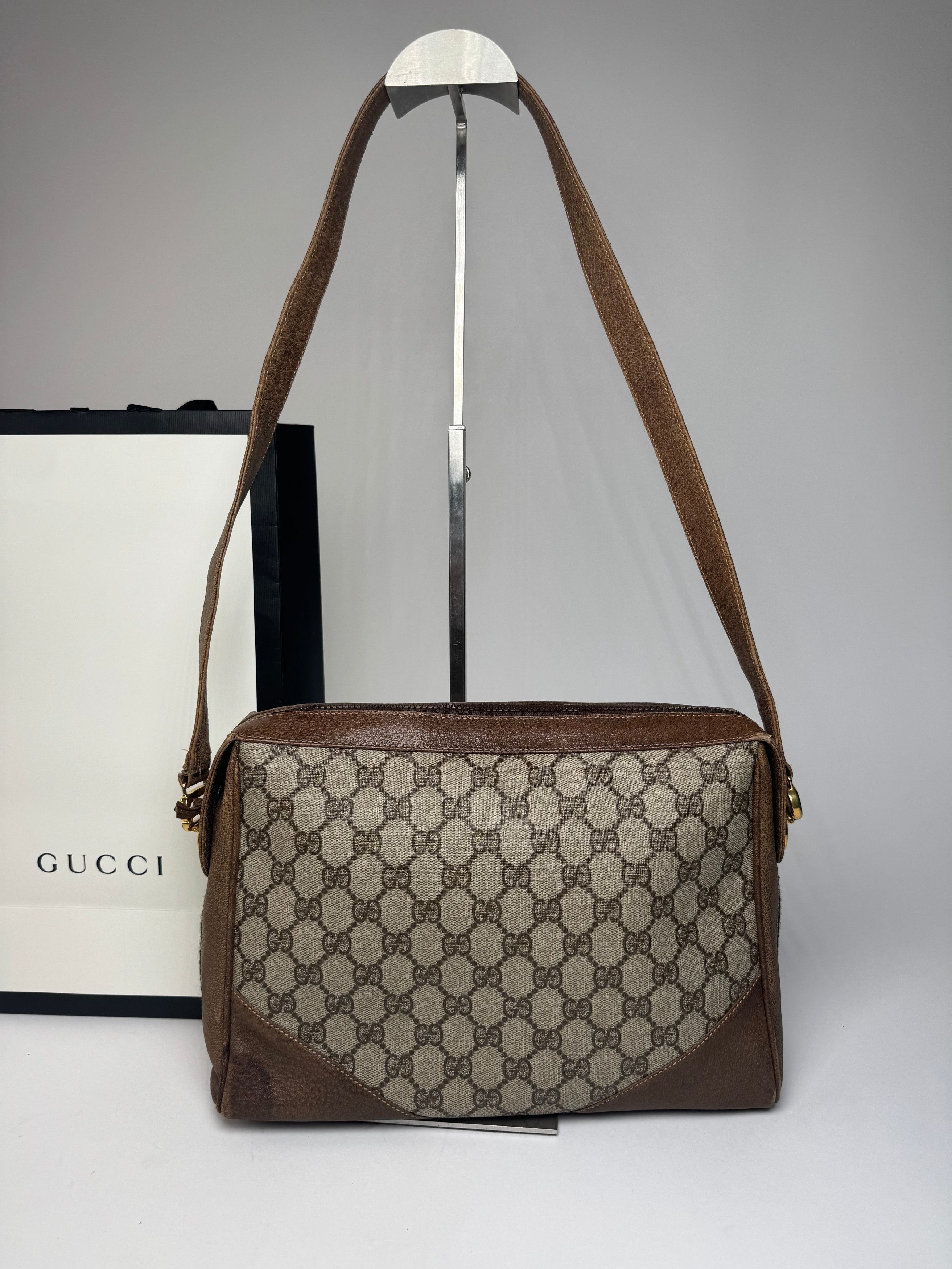 Gucci Vintage Monogram Leather Bag Grey Brown Size ONE SIZE - 8 Thumbnail