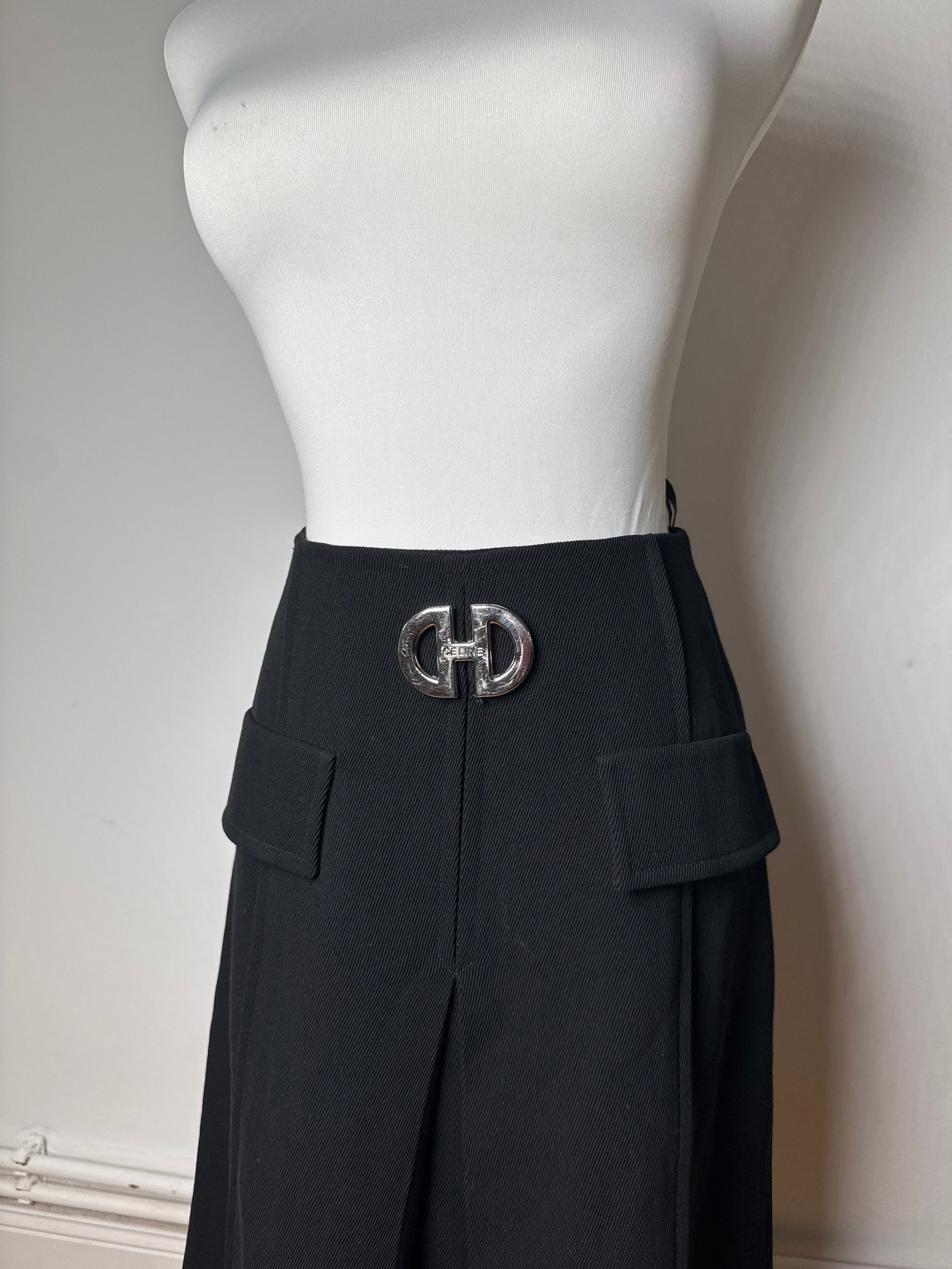 Celine Vintage Paris Skirt Black M Size 27" / US 4 / IT 40 - 9 Thumbnail