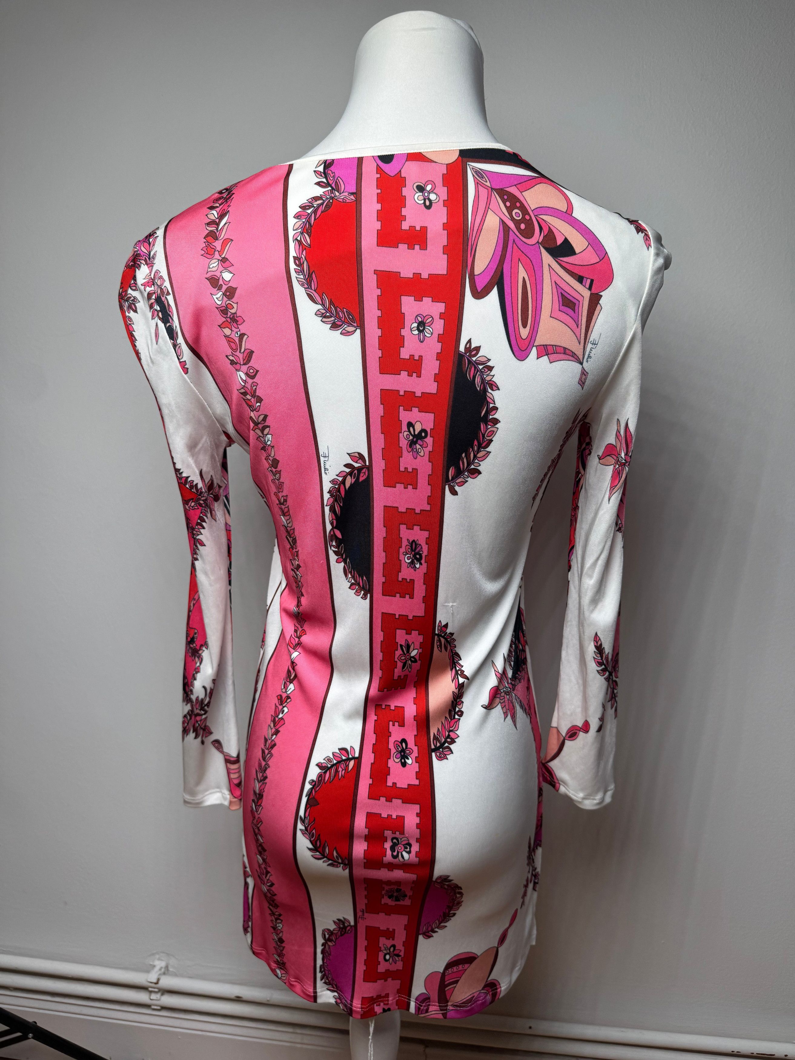 Emilio Pucci Vintage Abstract Dress / Top Red White XS Size XS / US 0-2 / IT 36-38 - 13 Thumbnail