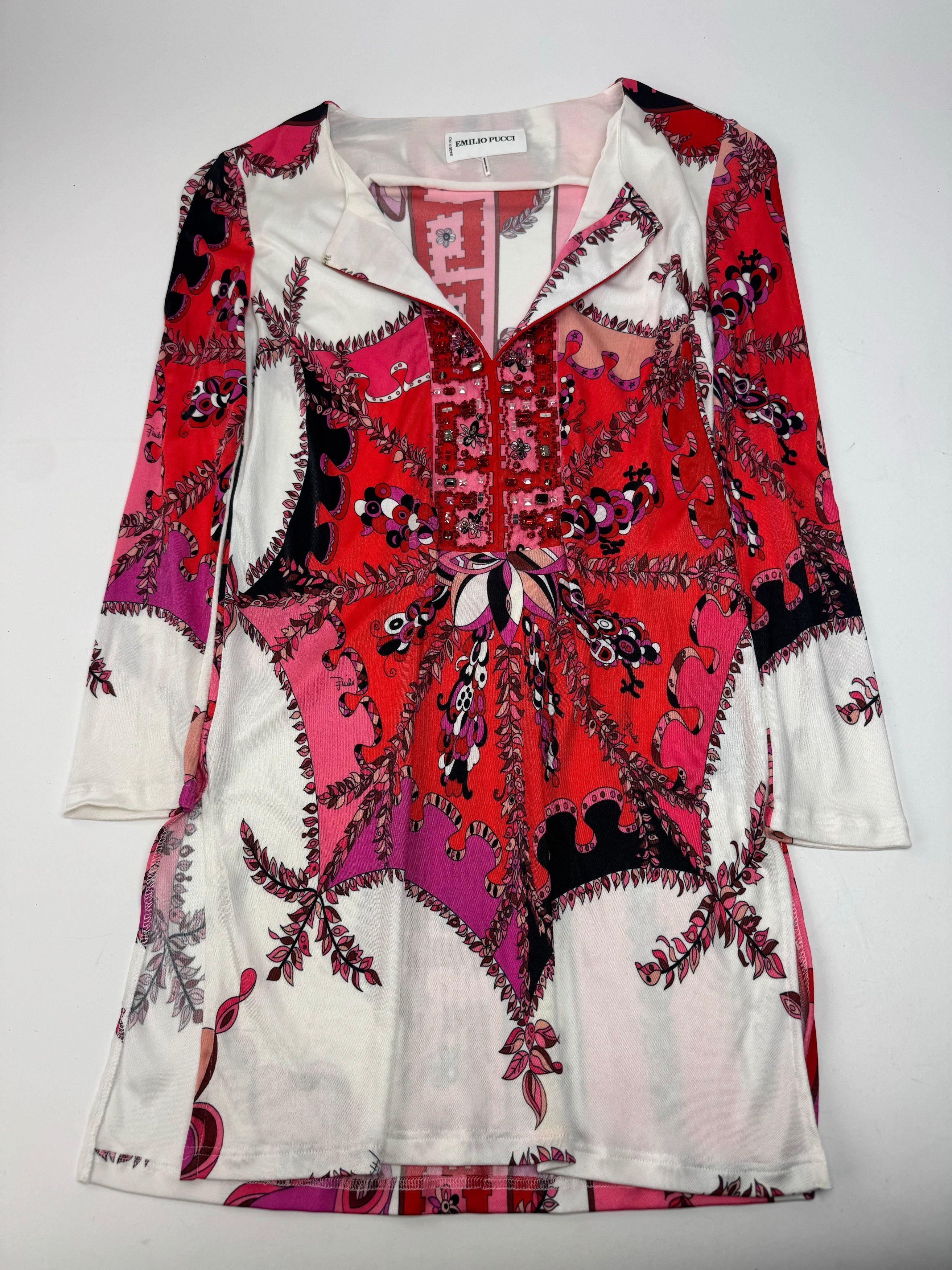 Emilio Pucci Vintage Abstract Dress / Top Red White XS Size XS / US 0-2 / IT 36-38 - 4 Thumbnail