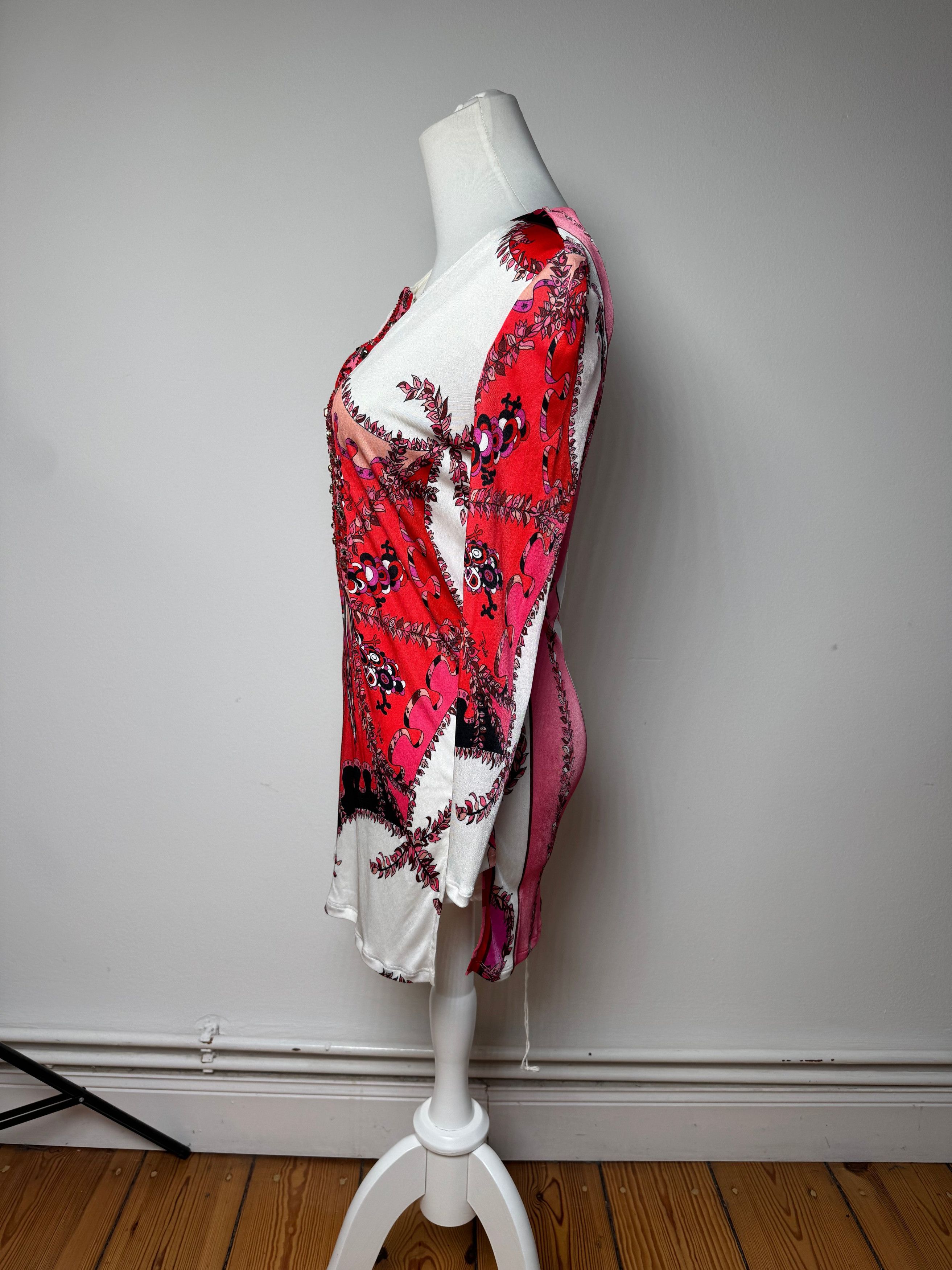 Emilio Pucci Vintage Abstract Dress / Top Red White XS Size XS / US 0-2 / IT 36-38 - 2 Thumbnail