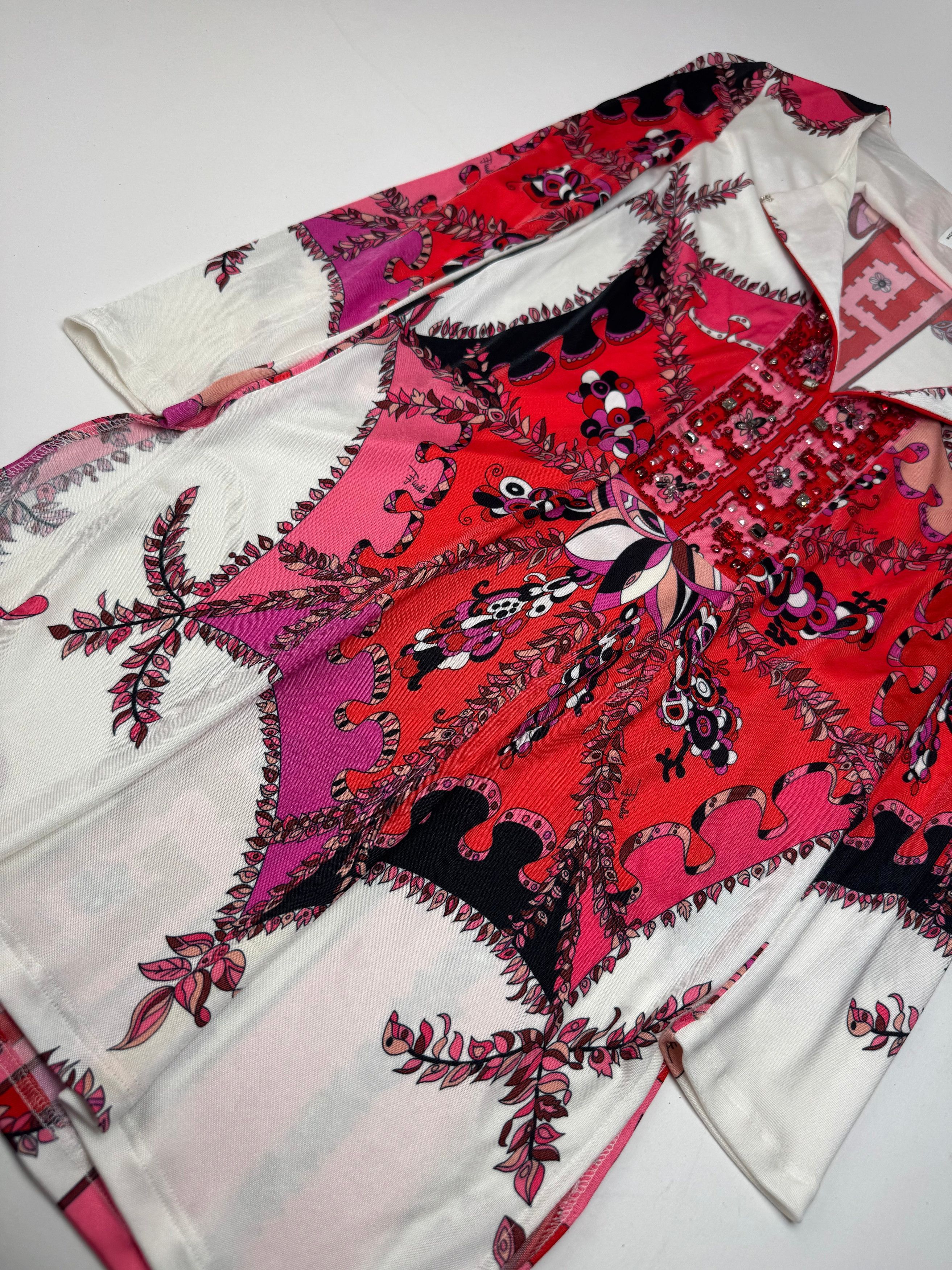 Emilio Pucci Vintage Abstract Dress / Top Red White XS Size XS / US 0-2 / IT 36-38 - 6 Thumbnail