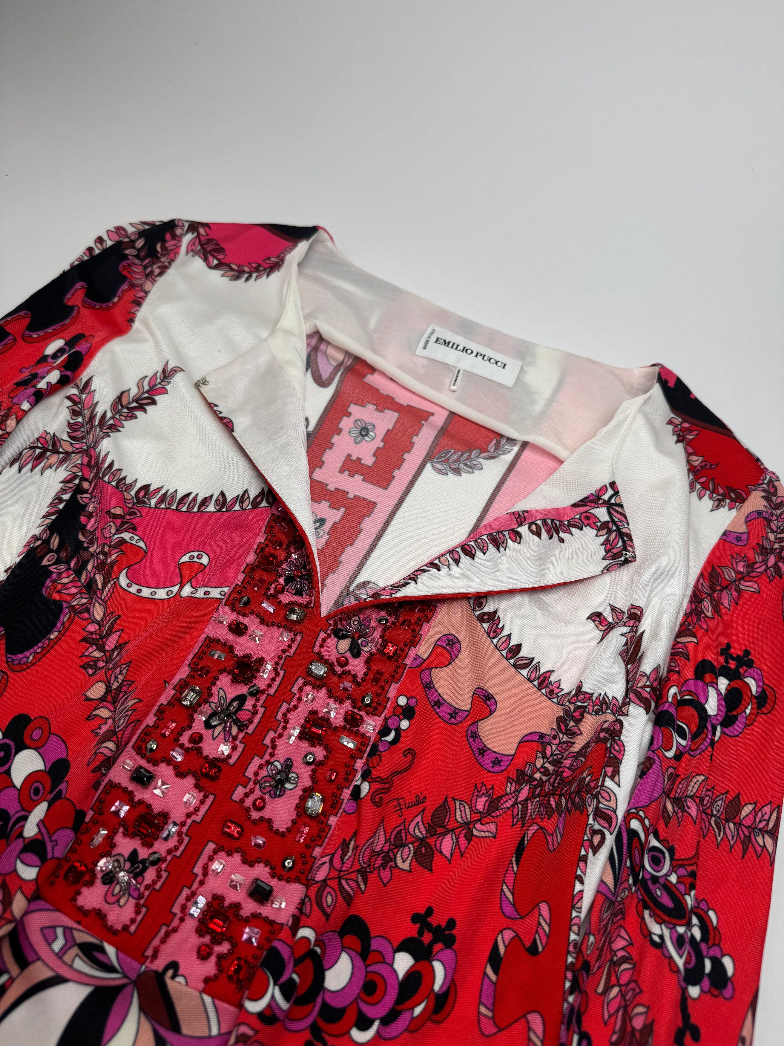 Emilio Pucci Vintage Abstract Dress / Top Red White XS Size XS / US 0-2 / IT 36-38 - 5 Thumbnail