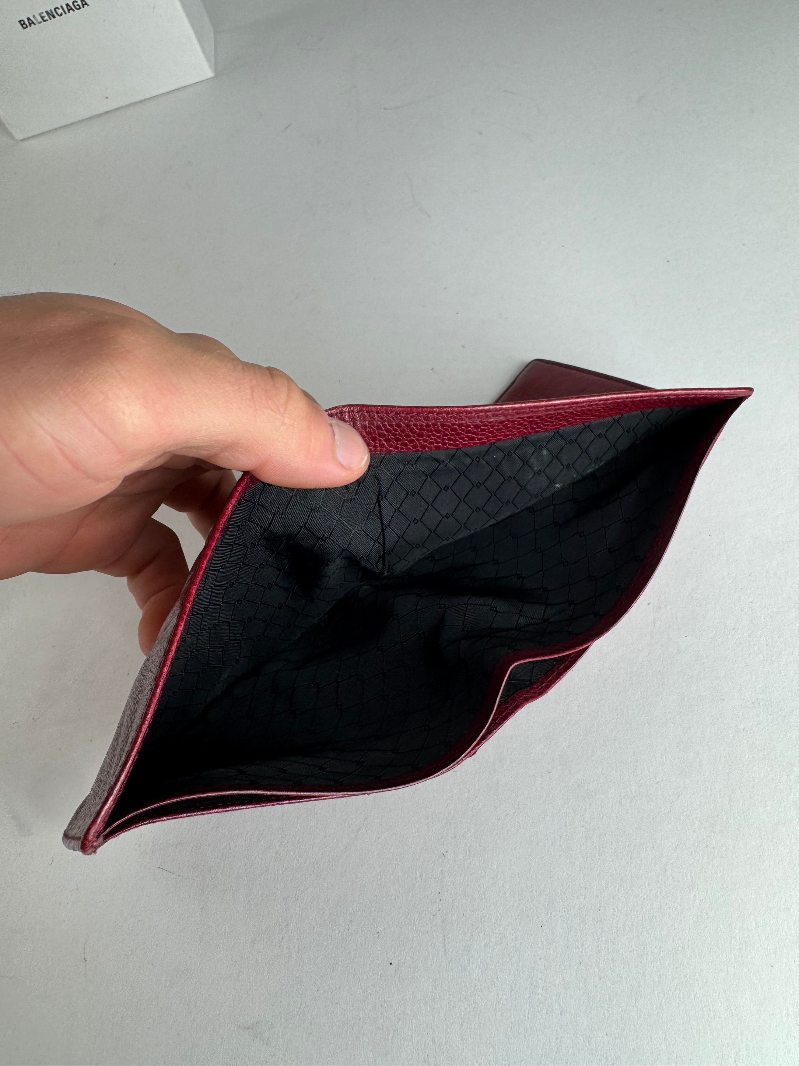 Balenciaga Vintage Flapable Leather Wallet Burgundy Size ONE SIZE - 5 Thumbnail