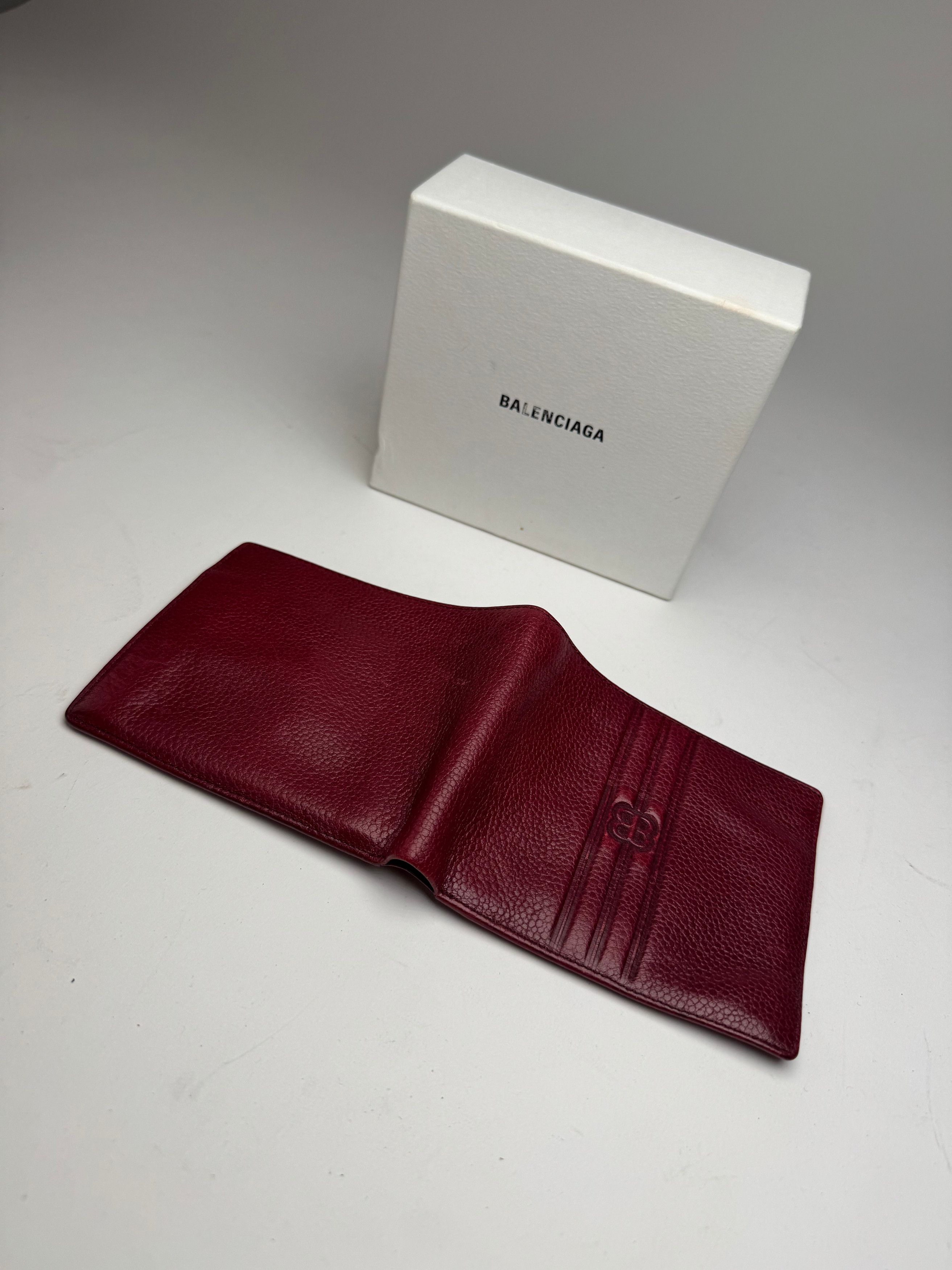 Balenciaga Vintage Flapable Leather Wallet Burgundy Size ONE SIZE - 6 Thumbnail