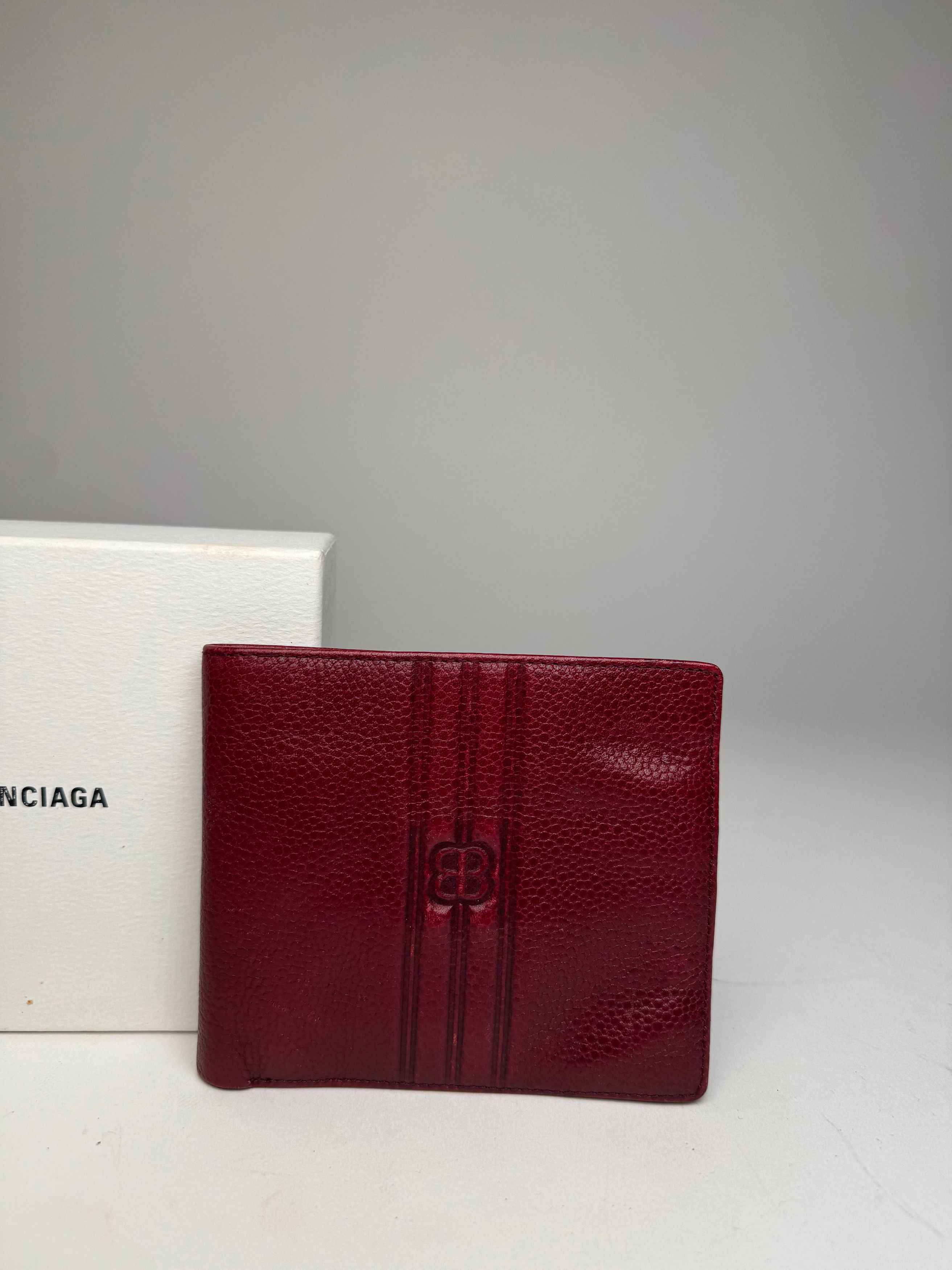Balenciaga Vintage Flapable Leather Wallet Burgundy Size ONE SIZE - 9 Thumbnail