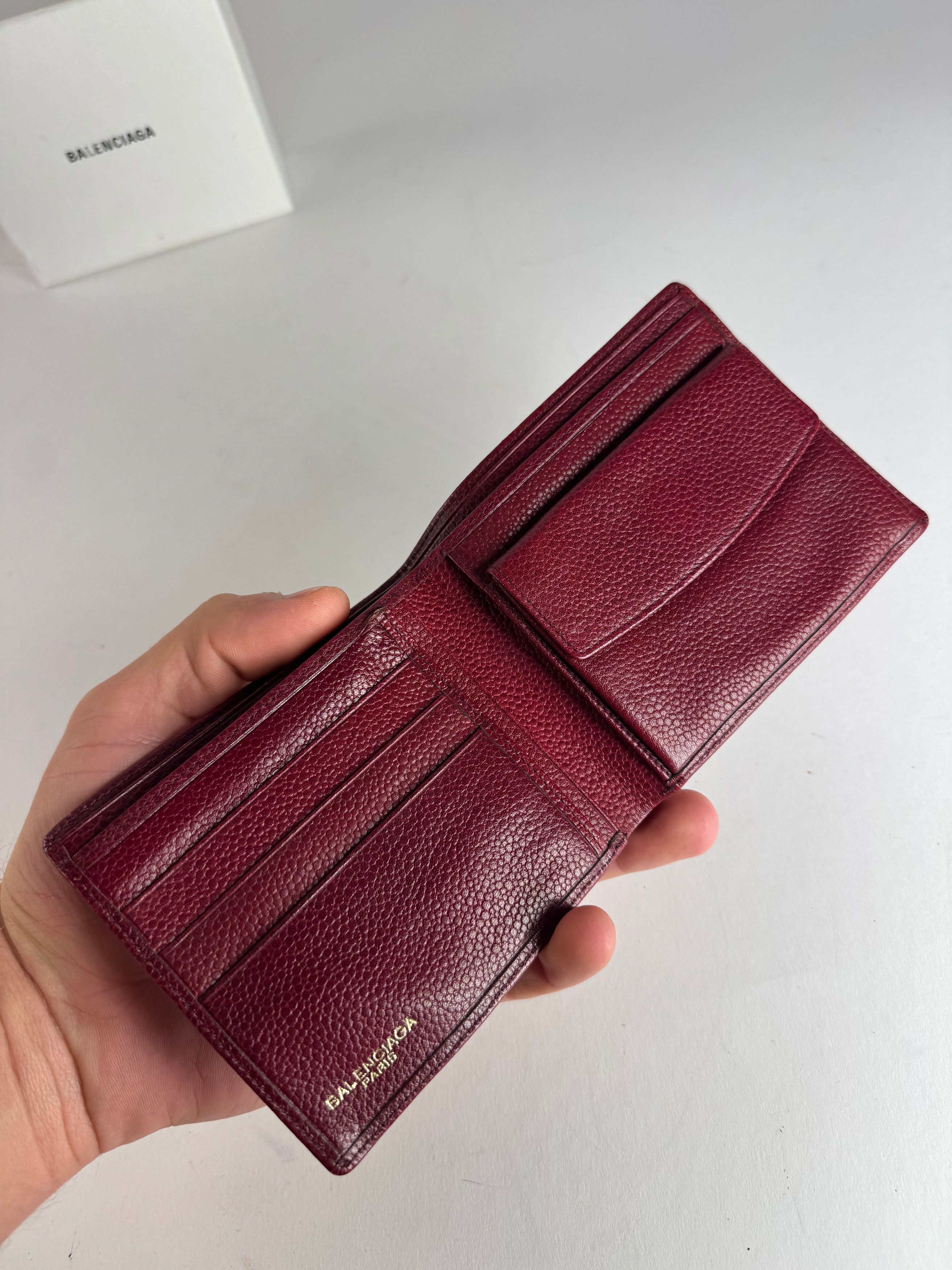 Balenciaga Vintage Flapable Leather Wallet Burgundy Size ONE SIZE - 3 Thumbnail