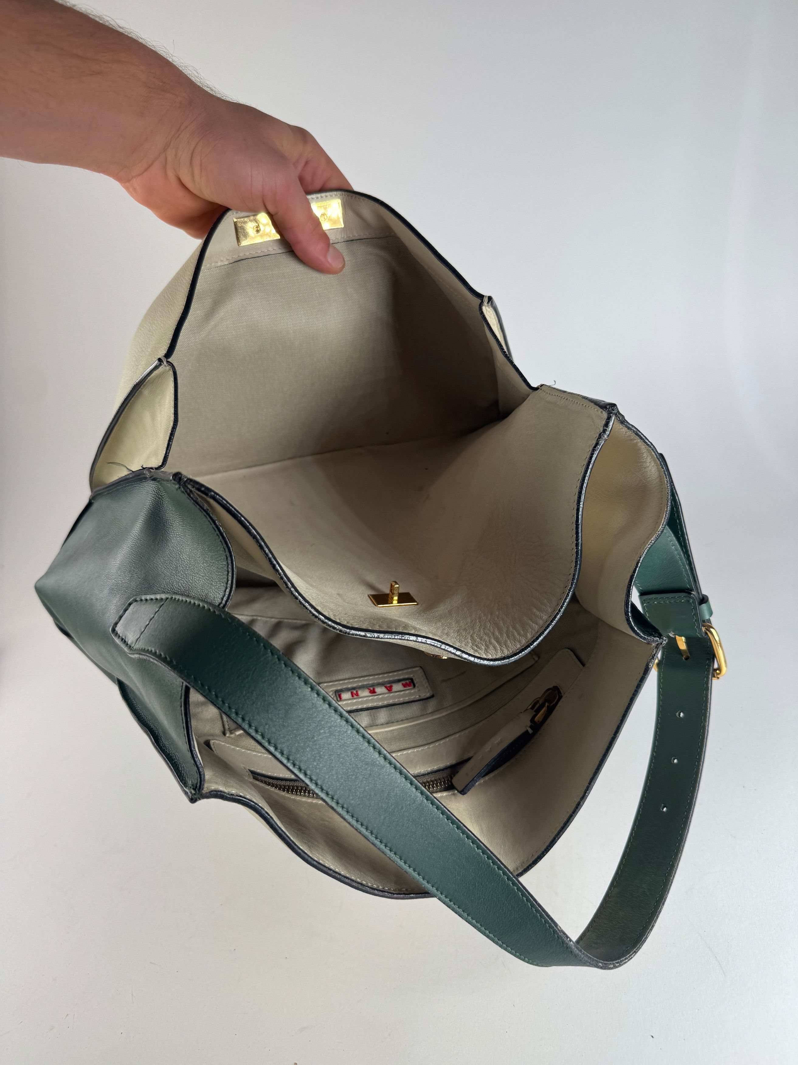 Marni Vintage Leather Bag White Green Size ONE SIZE - 3 Thumbnail