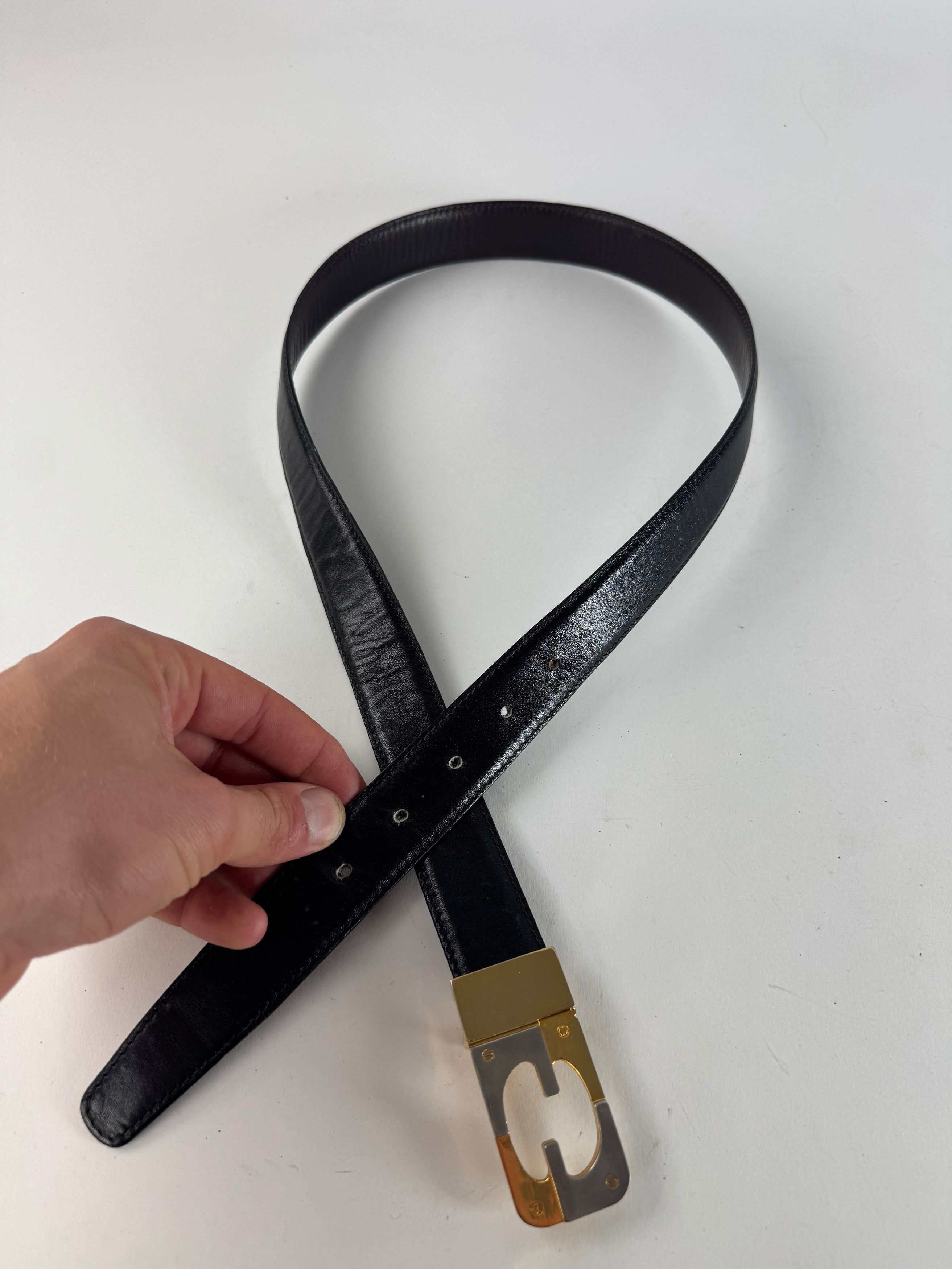 Gucci Vintage Leather 70s Belt Black Size ONE SIZE - 6 Thumbnail