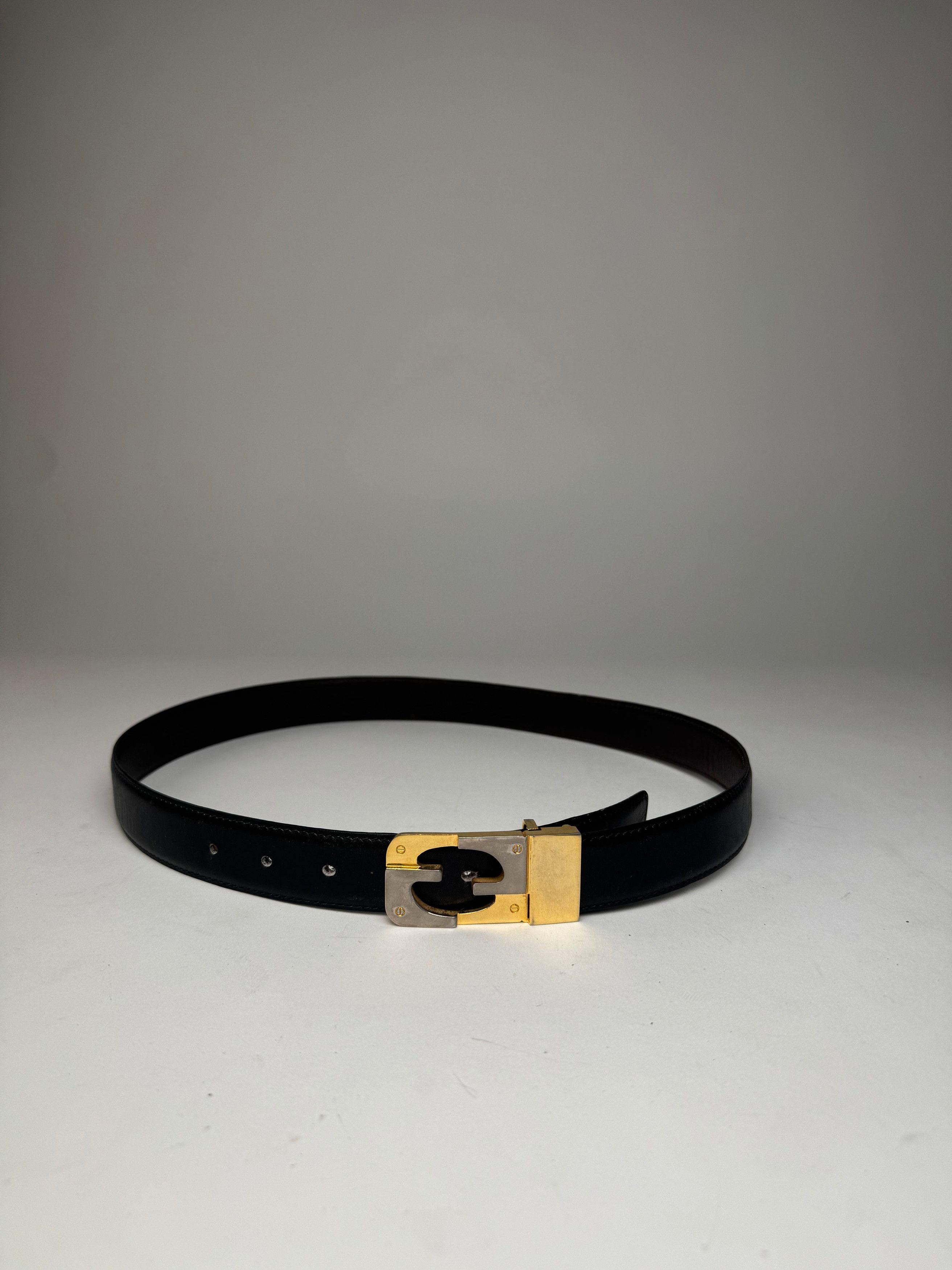 Gucci Vintage Leather 70s Belt Black Size ONE SIZE - 9 Thumbnail
