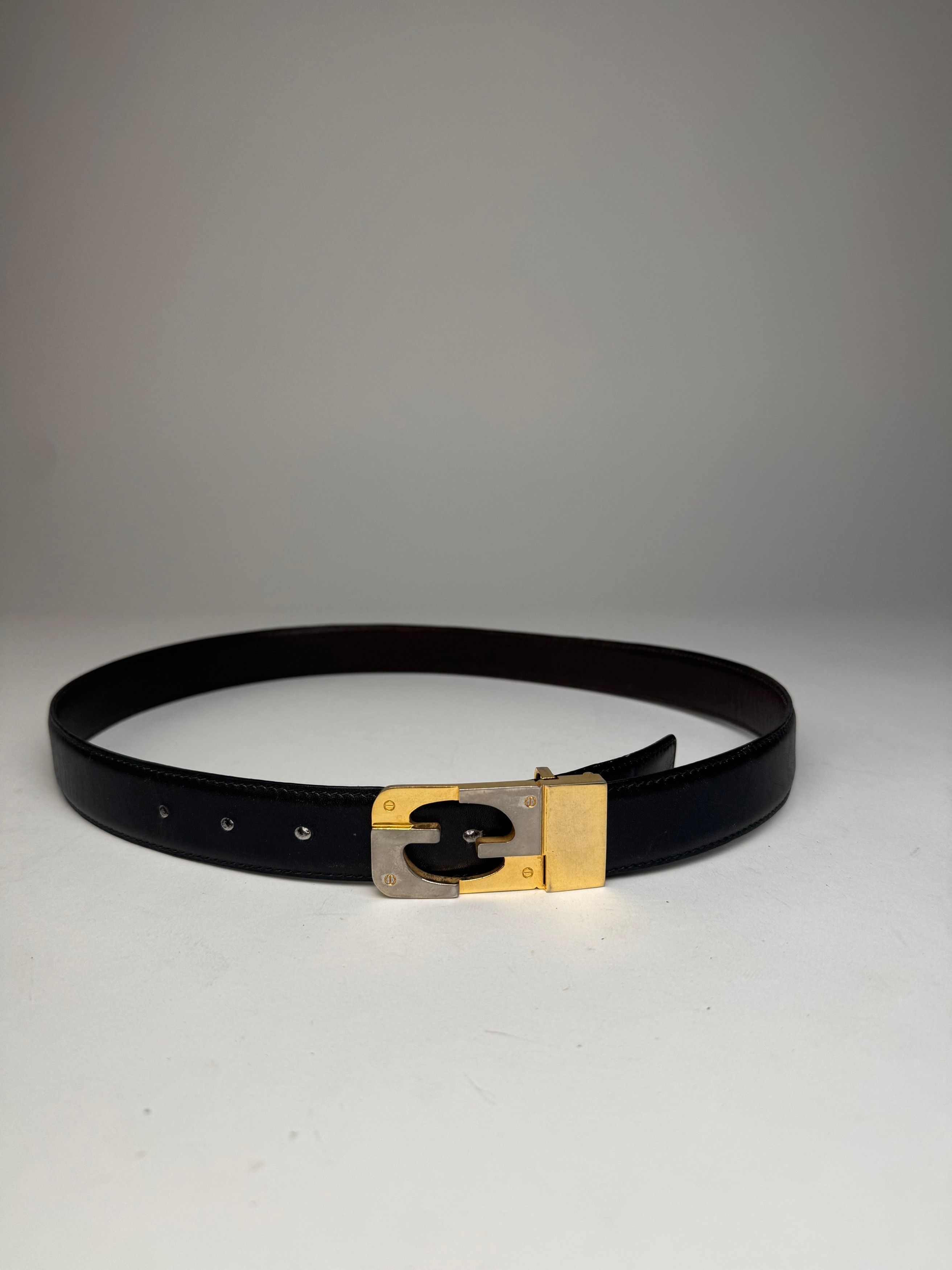Gucci Vintage Leather 70s Belt Black Size ONE SIZE - 4 Thumbnail